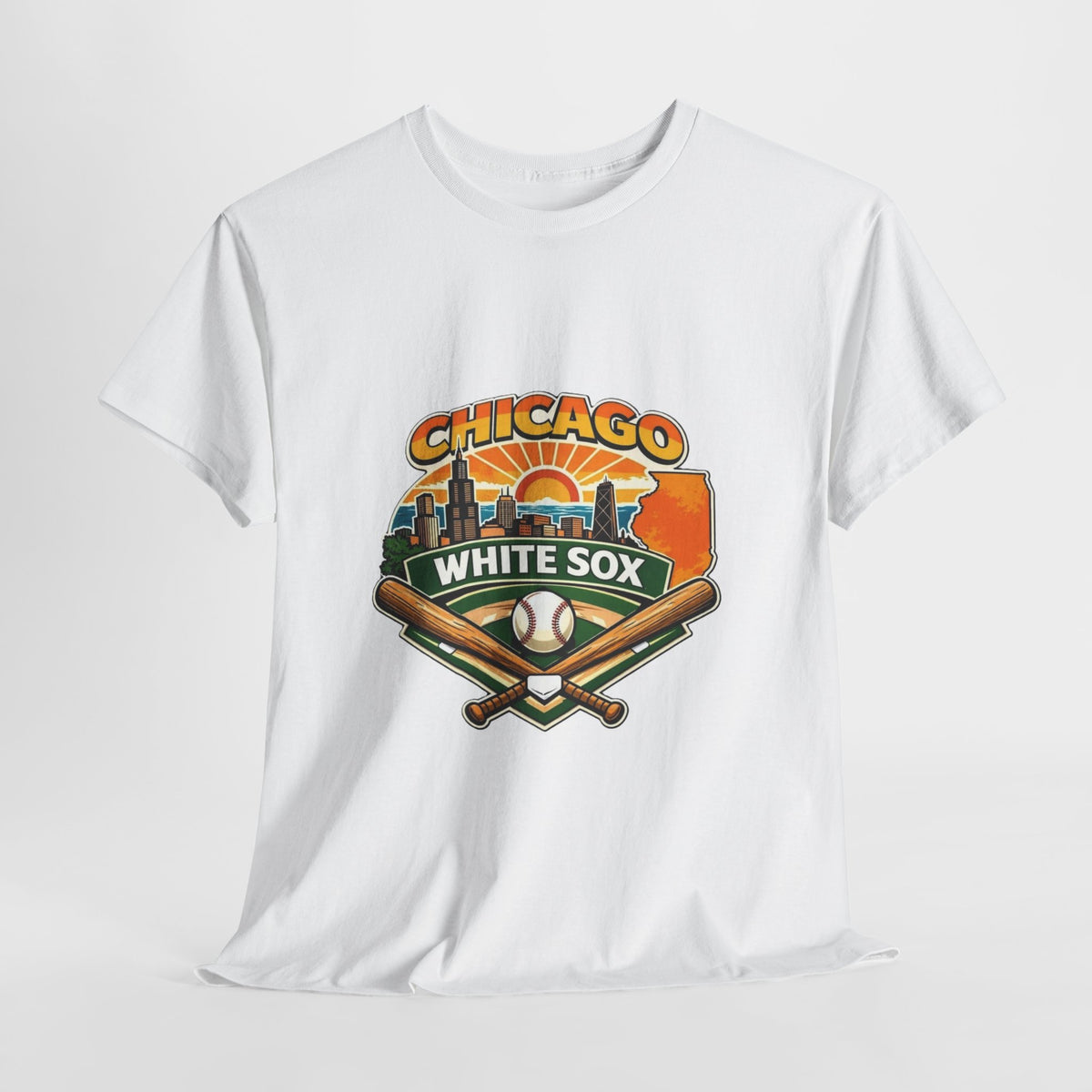 Chicago White Sox Baseball Tee — Vintage City Skyline Design