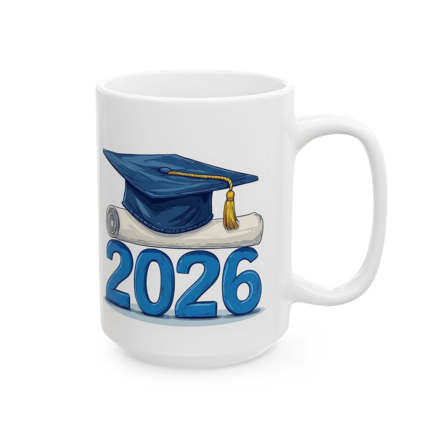 2026 Graduation Mug - Class of 2026 Cap & Diploma Ceramic Coffee Cup