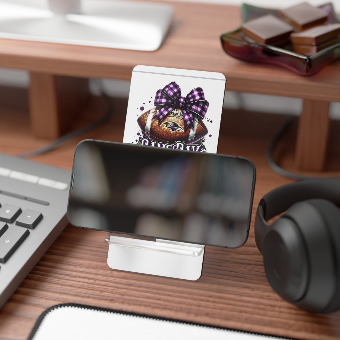 Game Day Football Phone Stand — Decorative Mobile Display Stand