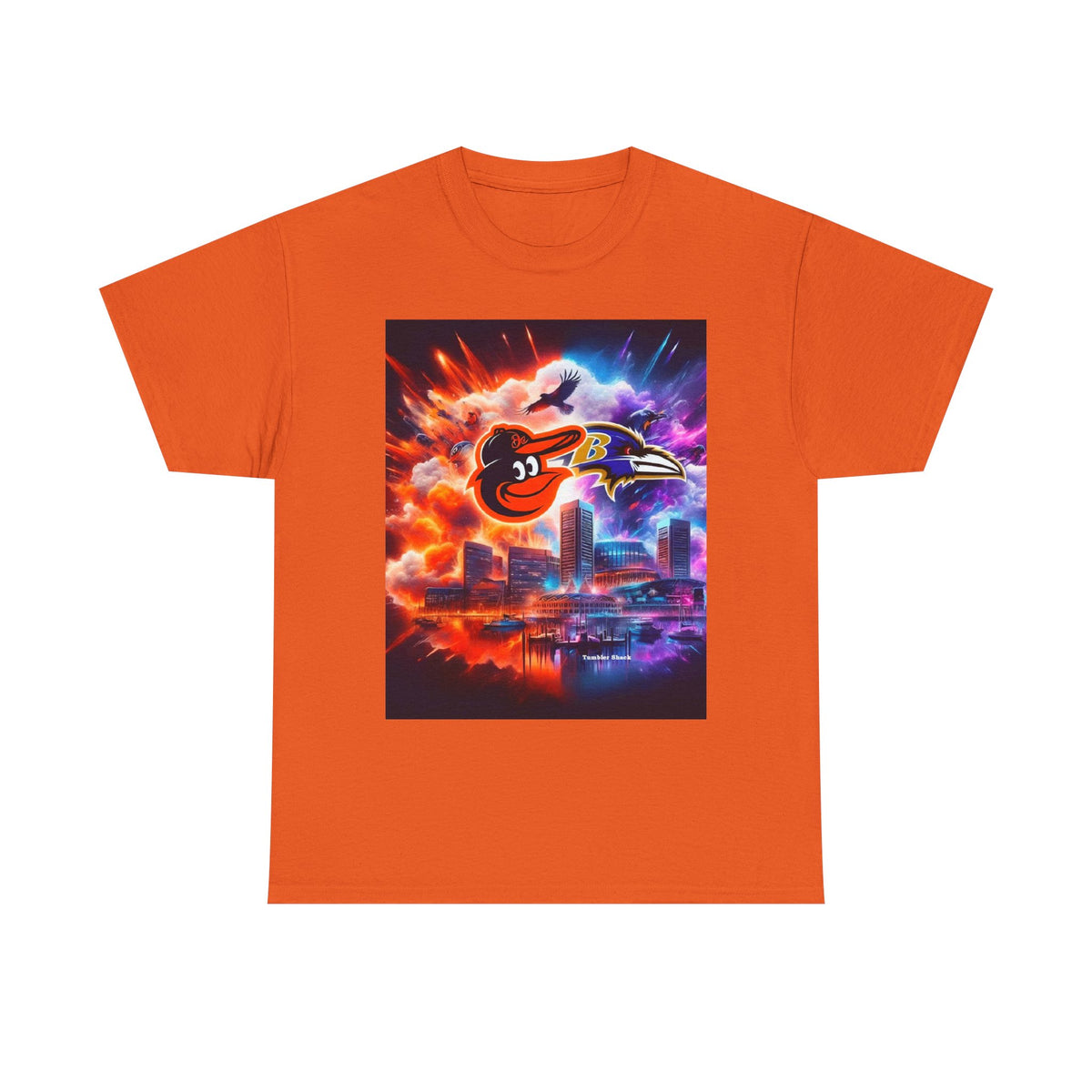 Baltimore Orioles vs Ravens Cityscape Tee — Neon Sports Mashup T-Shirt
