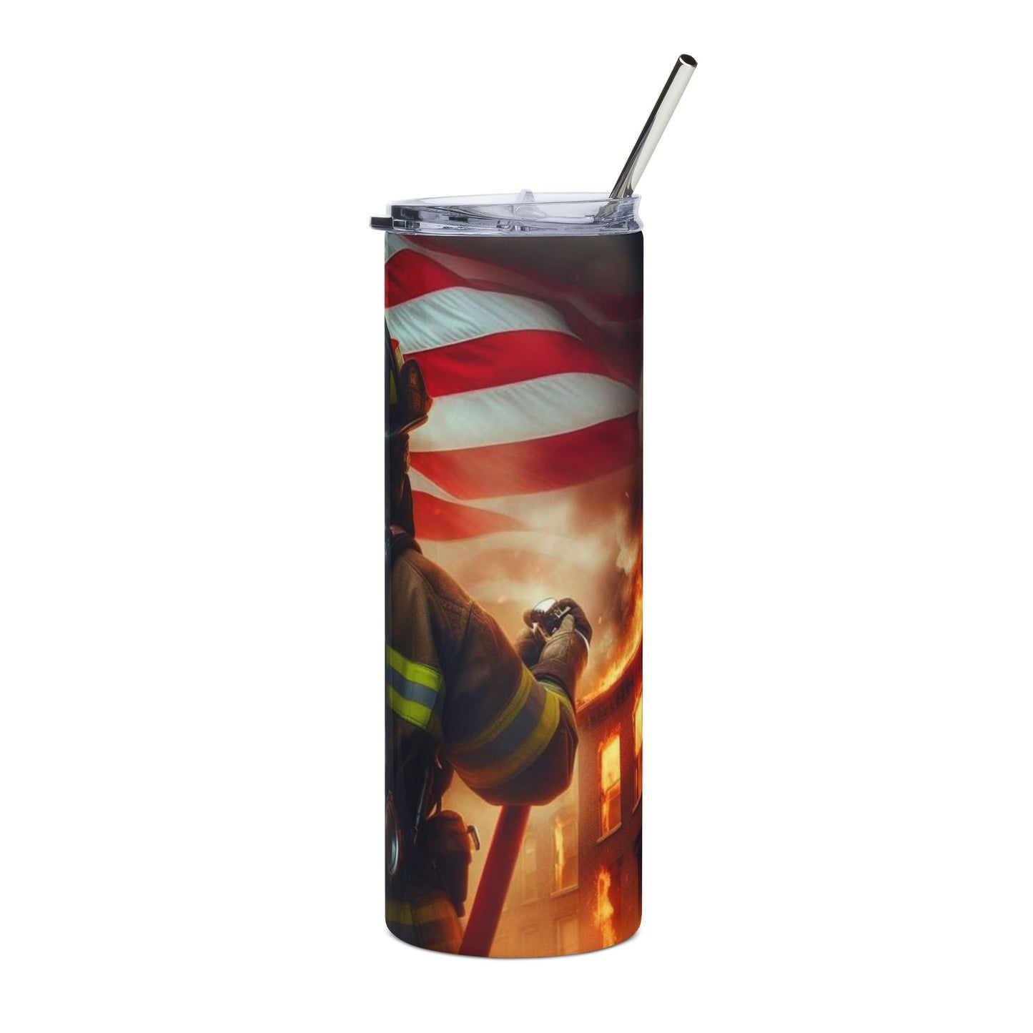 Firefighter Stainless Steel Tumbler 20oz – American Flag Tribute