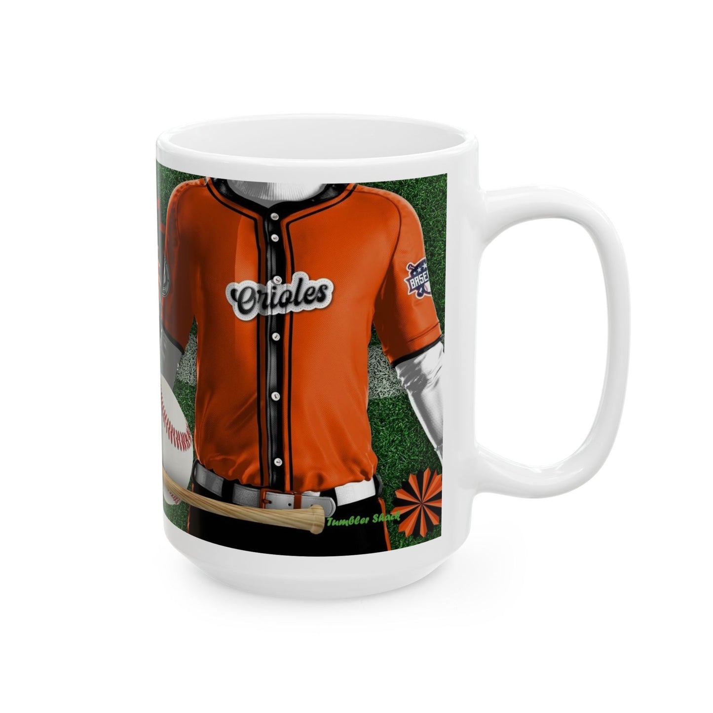 Baseball Fan Ceramic Mug — Team Orange Jersey & Ball Design (11oz/15oz)