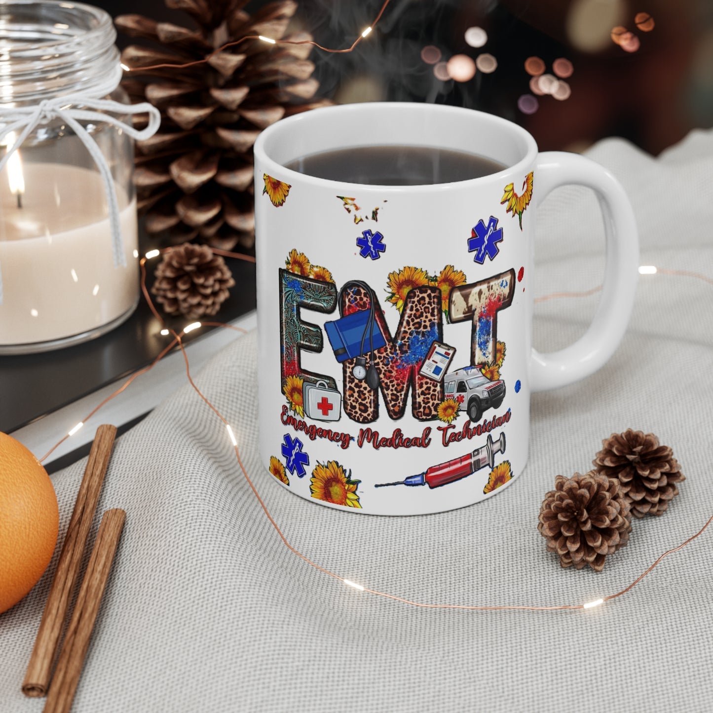 EMT Floral Rescue 11oz Coffee Mug – Emergency Medical Technician Gift