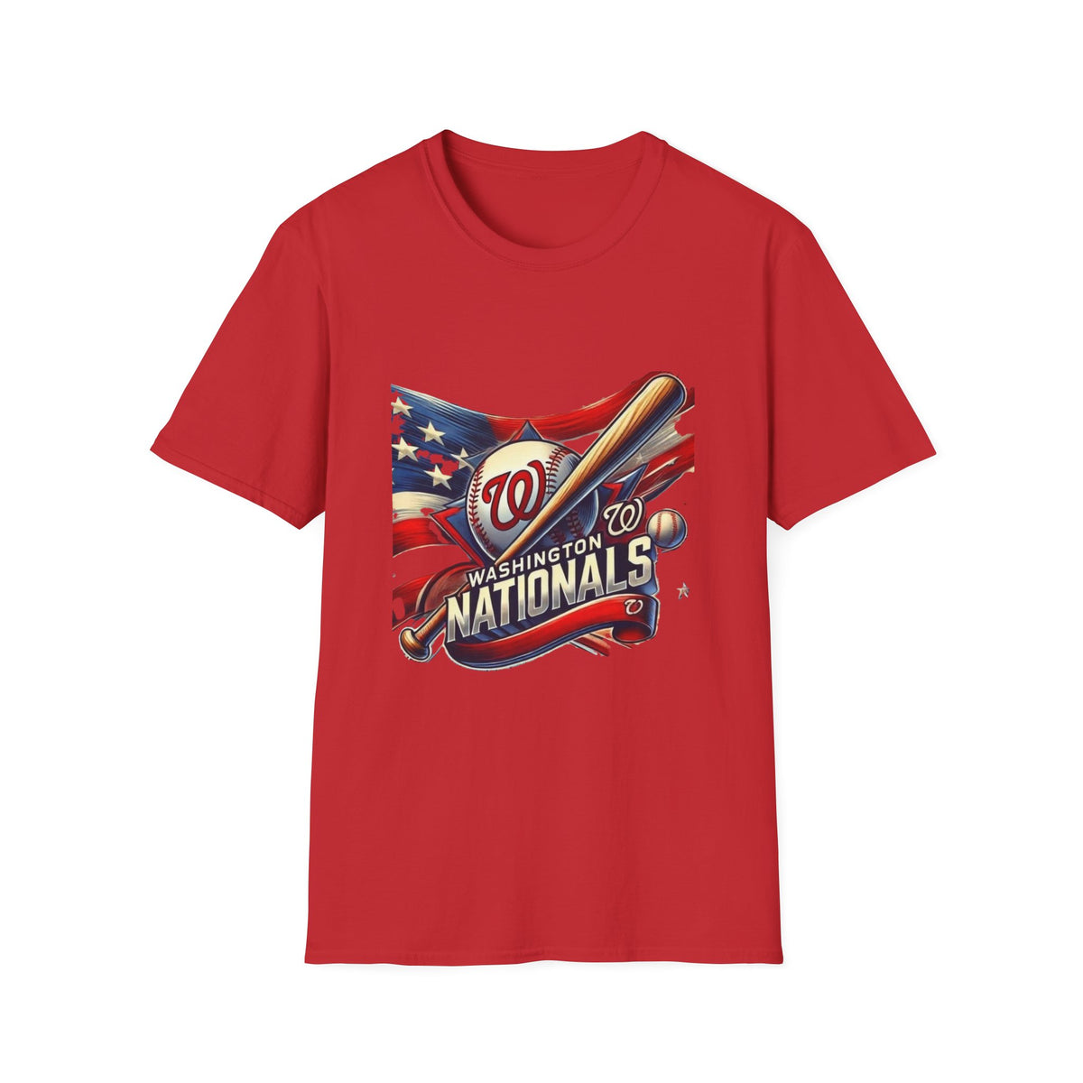 Washington Nationals Baseball T-Shirt — Patriotic Bat & Flag Logo Tee