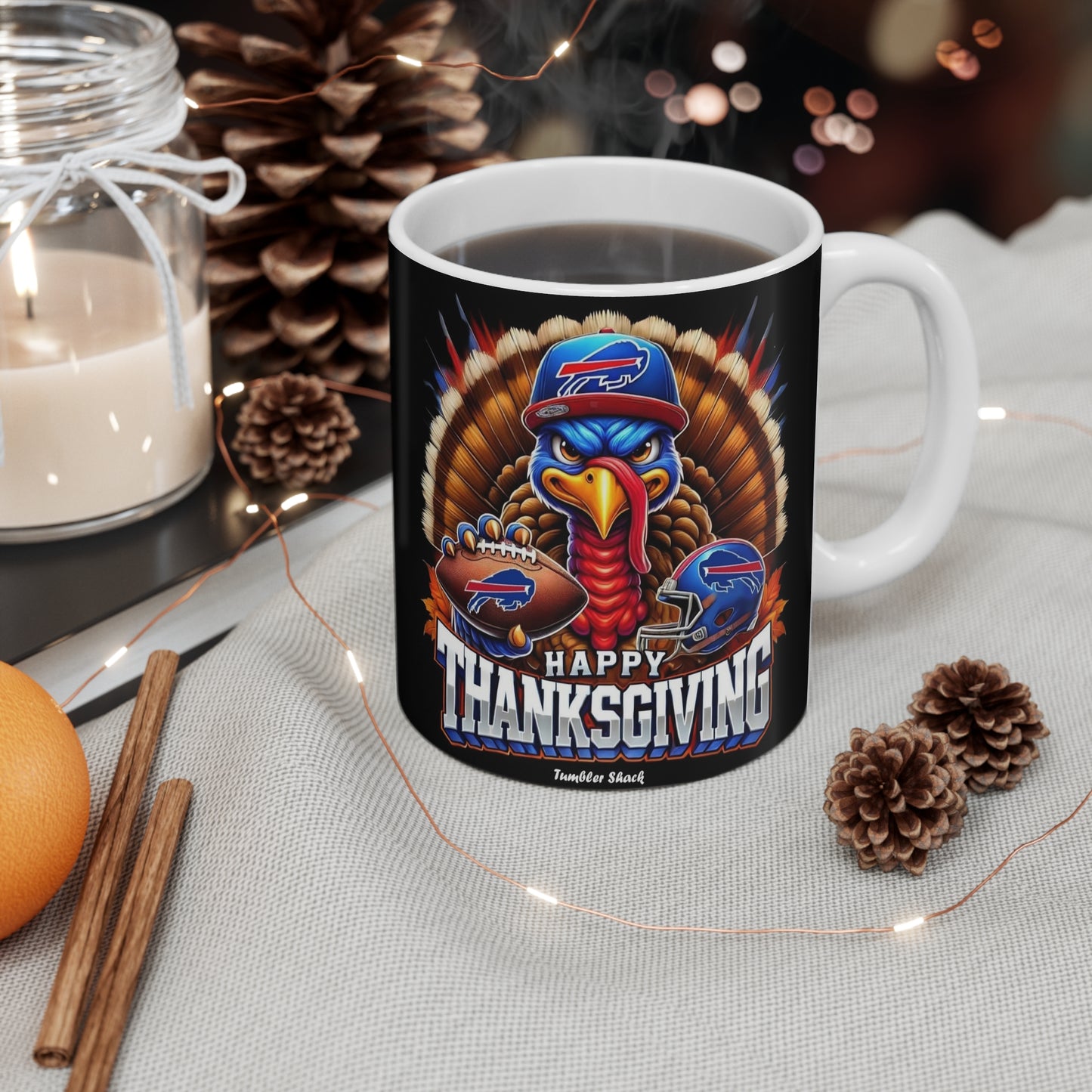 Thanksgiving Turkey Football Mug – Happy Thanksgiving Buffalo Fan 11oz