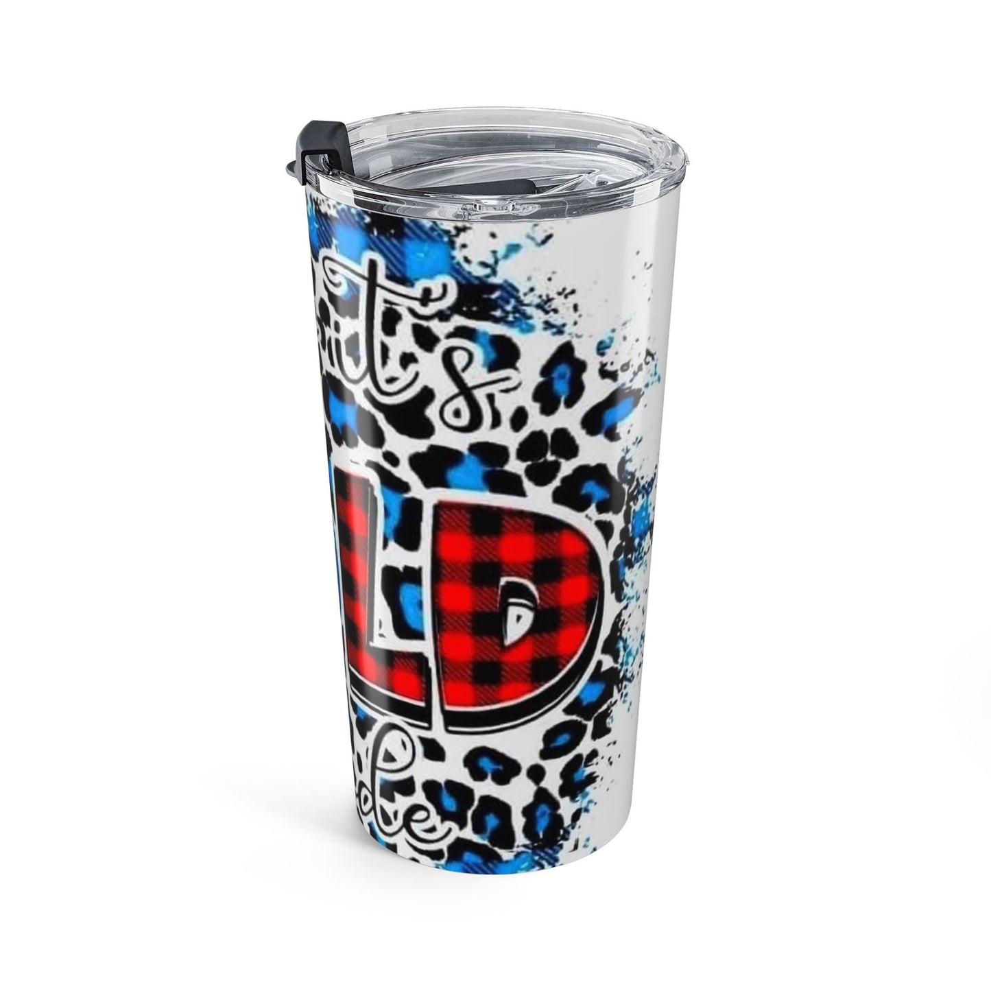 20oz Insulated Tumbler — Blue Buffalo Plaid ‘Baby It’s Cold Outside’ Holiday Design
