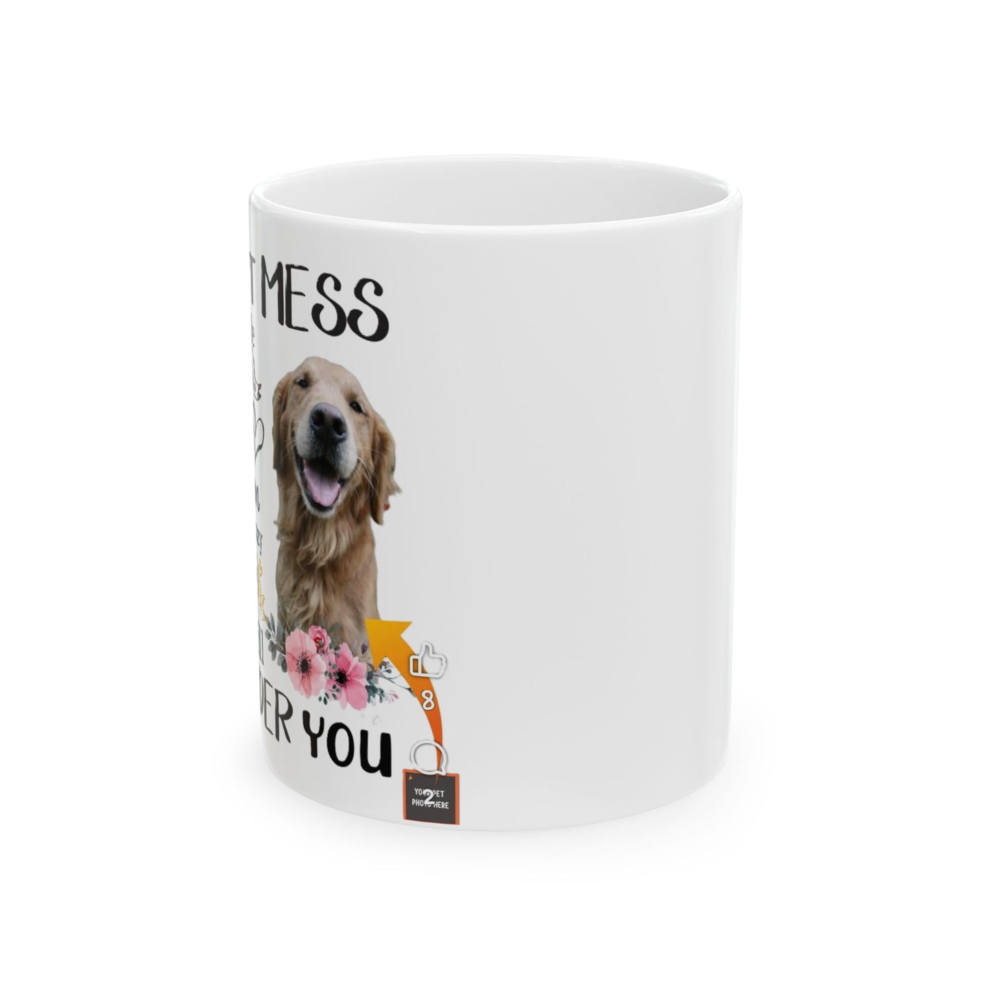 Dog Lover Ceramic Mug – "Dog Mom" Floral Golden Retriever Coffee Cup (11oz/15oz)