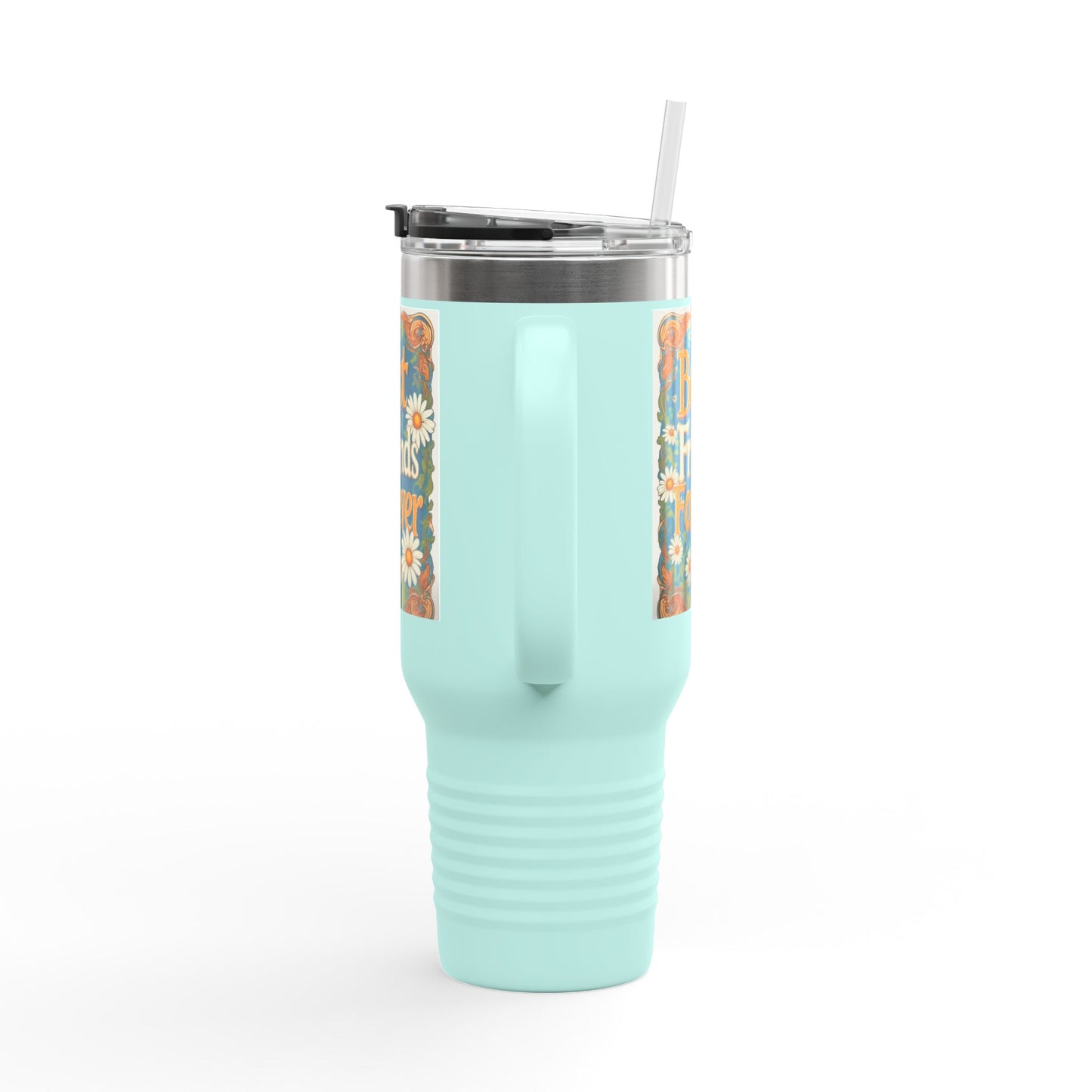 Best Friends Forever 40oz Insulated Travel Mug — Daisy Floral Friendship Tumbler