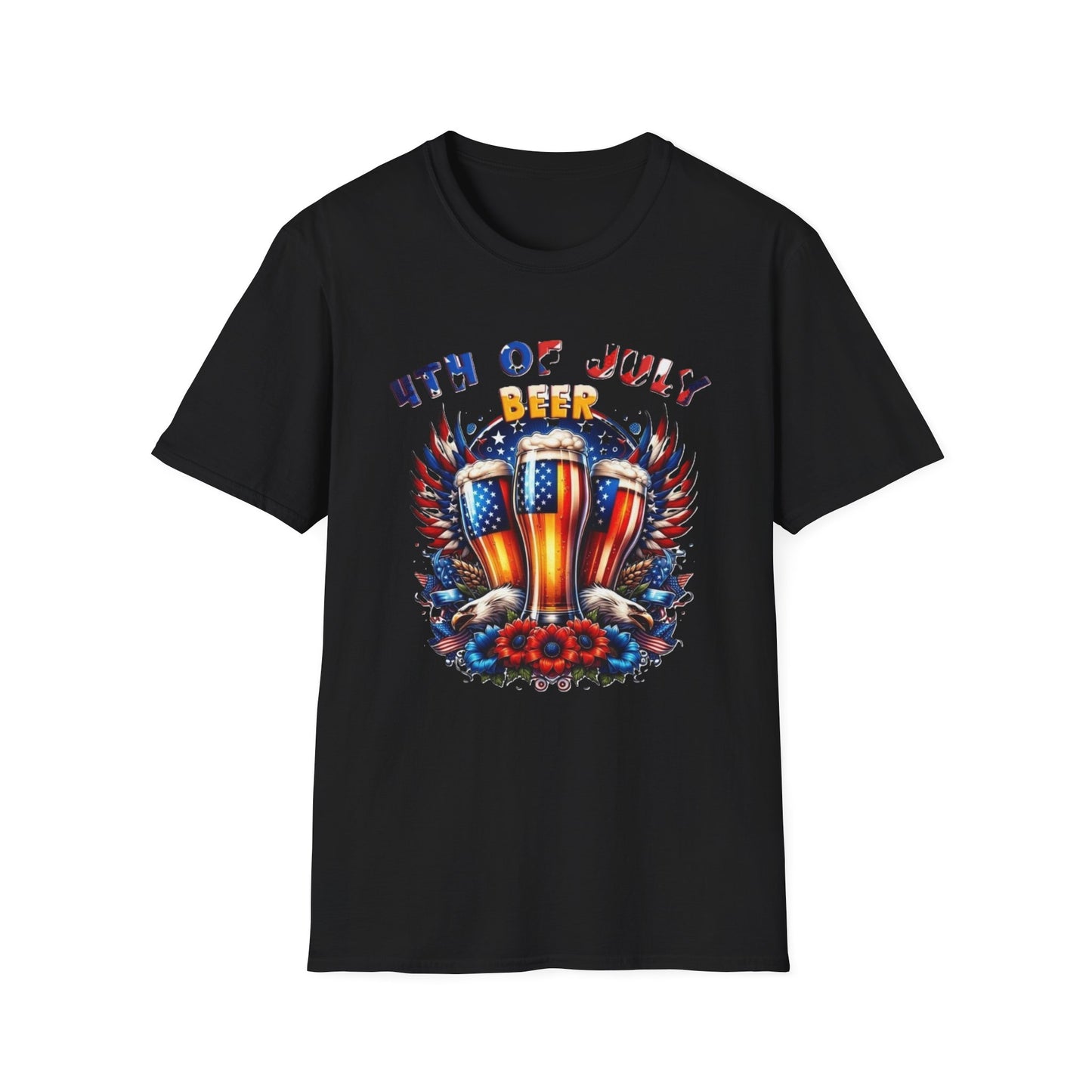 4th of July Beer T-Shirt — Patriotic American Flag Beer Graphic Tee