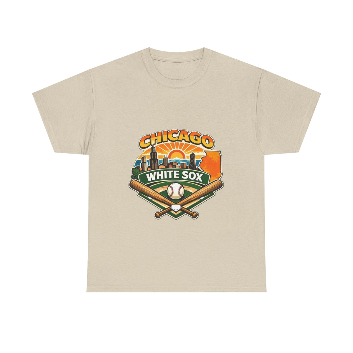 Chicago White Sox Baseball Tee — Vintage City Skyline Design