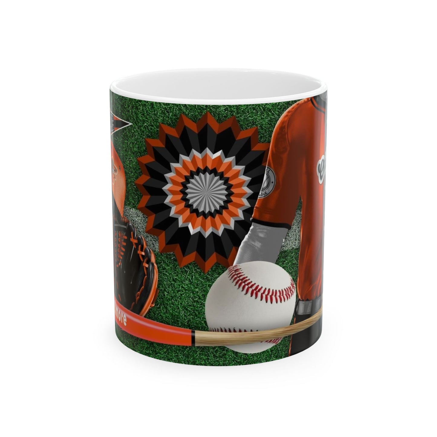 Baseball Fan Ceramic Mug — Team Orange Jersey & Ball Design (11oz/15oz)
