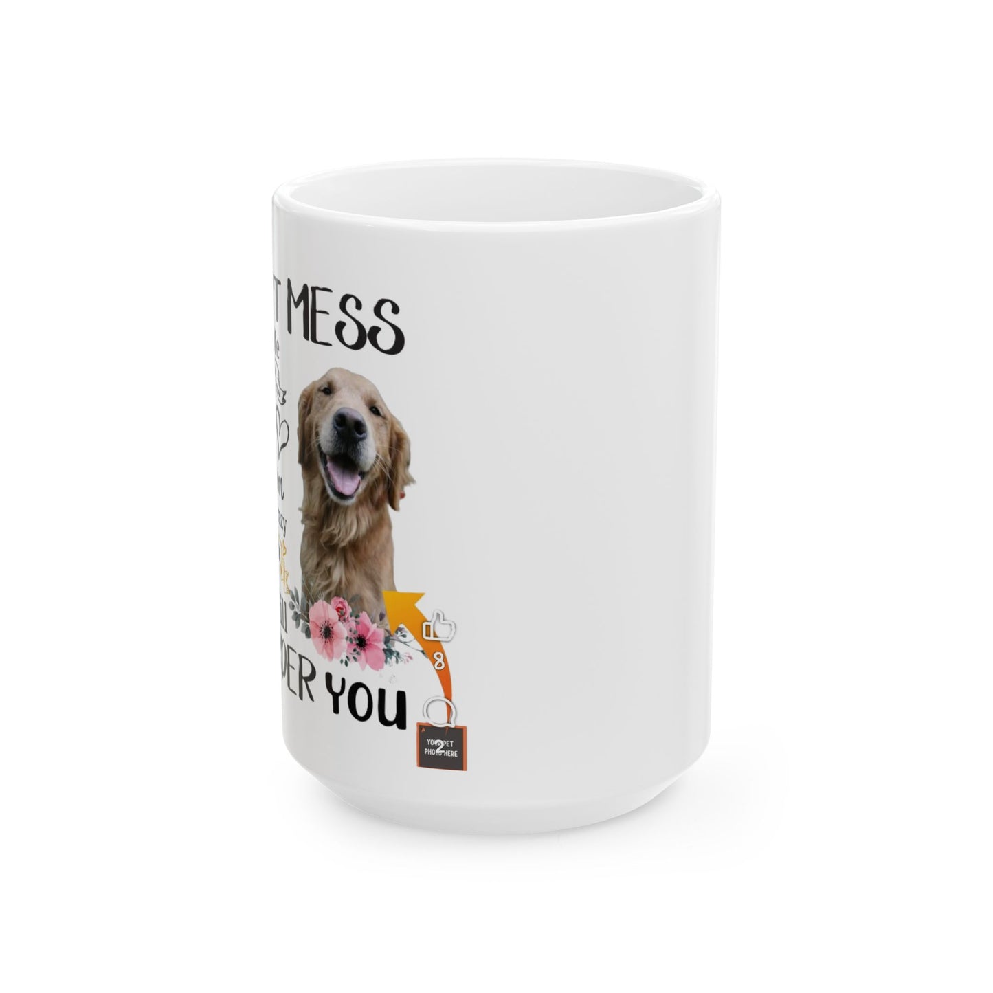 Dog Lover Ceramic Mug – "Dog Mom" Floral Golden Retriever Coffee Cup (11oz/15oz)