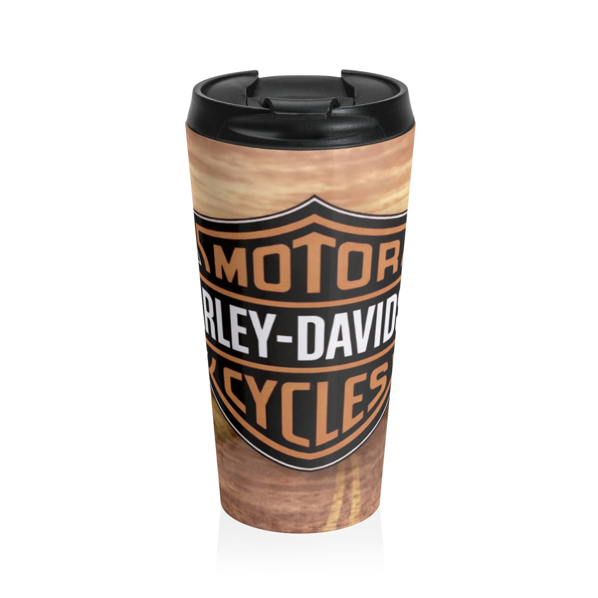Travel Mug — Vintage Harley-Davidson Logo Sunset Stainless Steel Tumbler