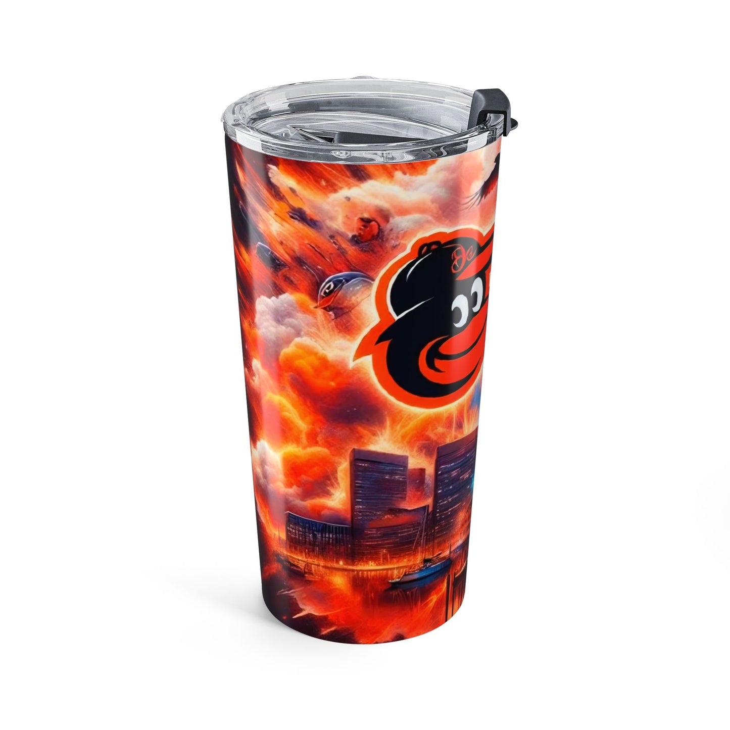 Baltimore Orioles Skyline 20oz Travel Tumbler — Colorful Nebula City Design