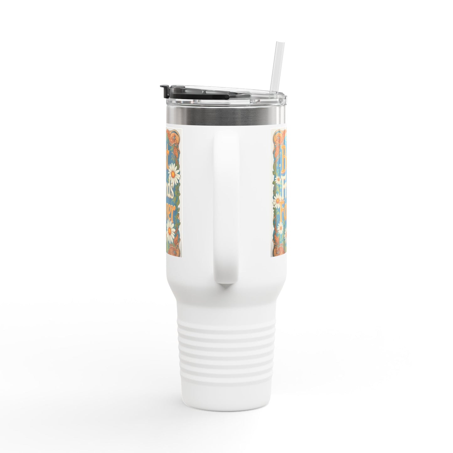 Best Friends Forever 40oz Insulated Travel Mug — Daisy Floral Friendship Tumbler