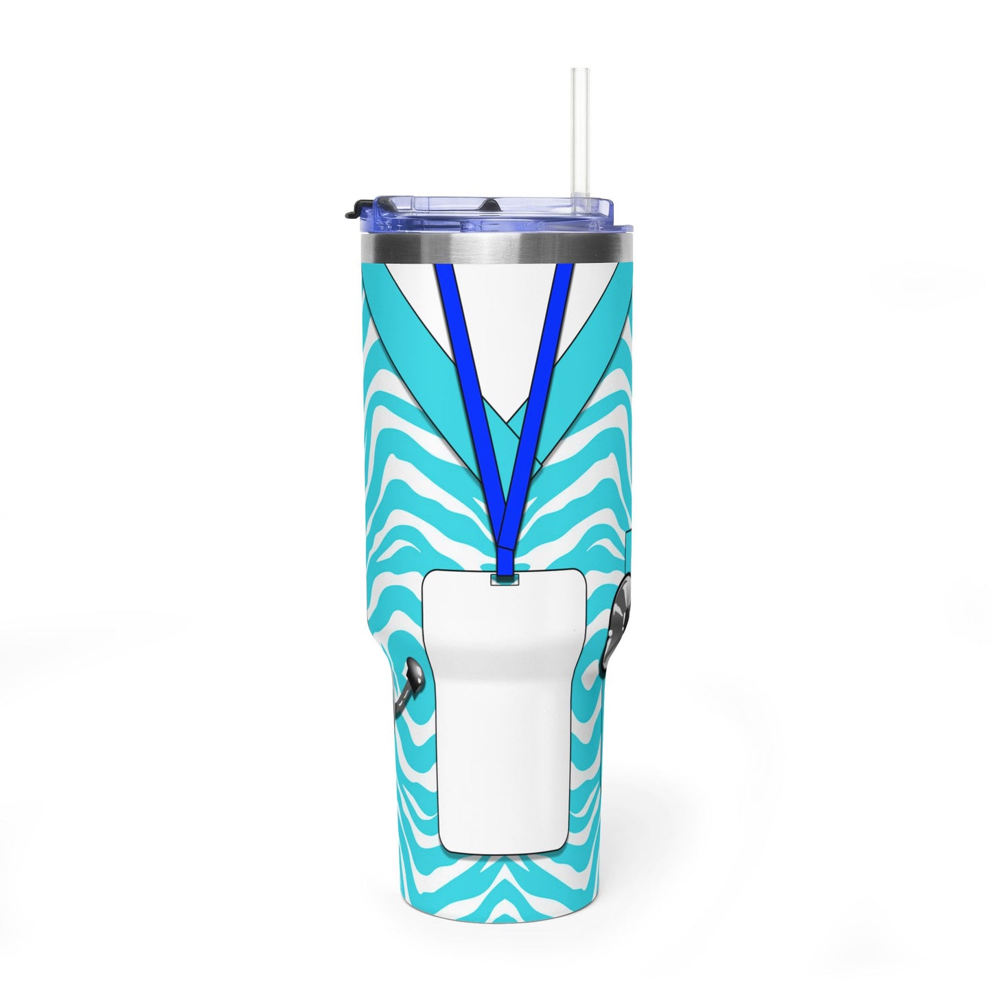 40oz Thermal Tumbler – Teal Zebra Stethoscope Design