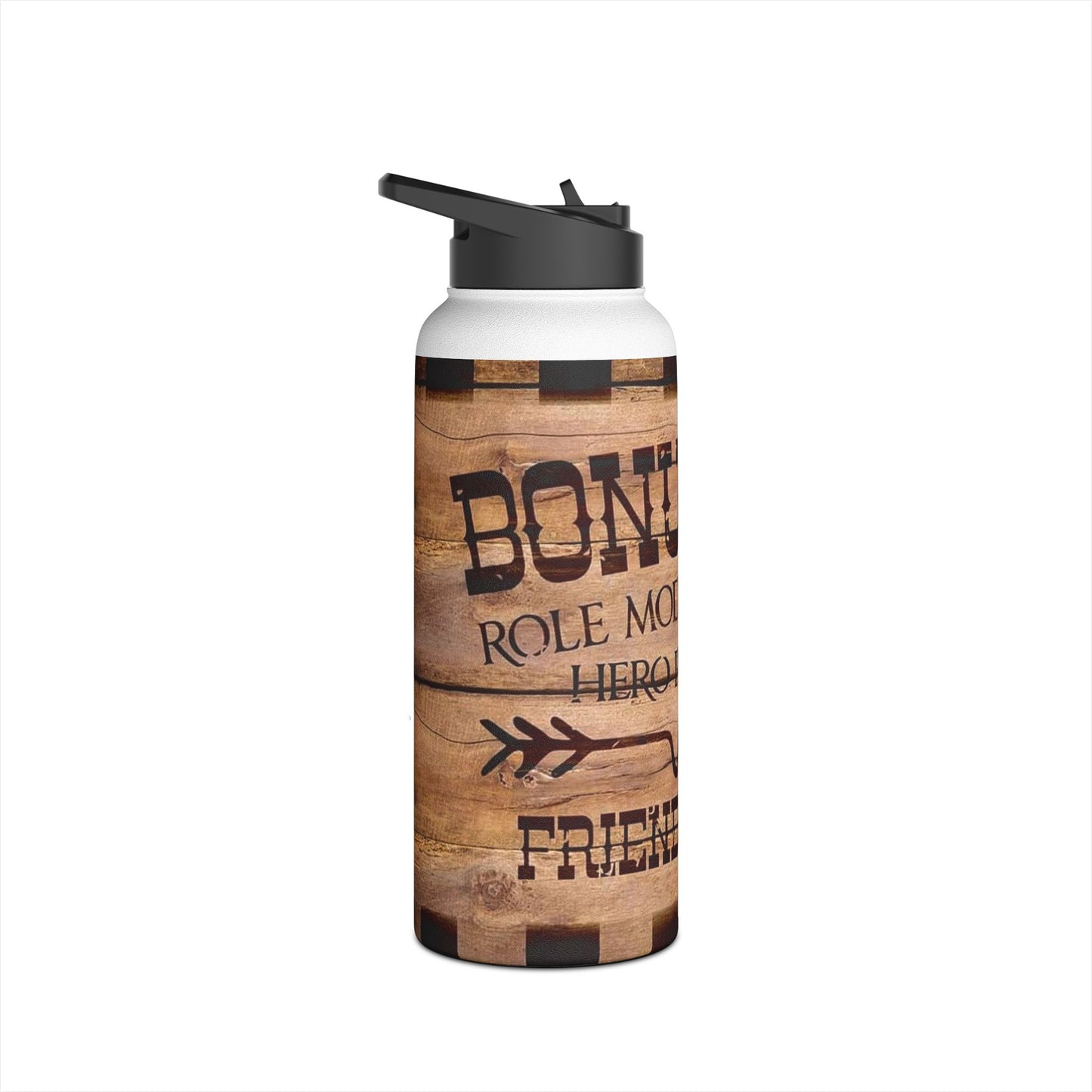 Rustic Veteran Dad Stainless Steel Water Bottle — 'Bonus Dad' Military Tribute
