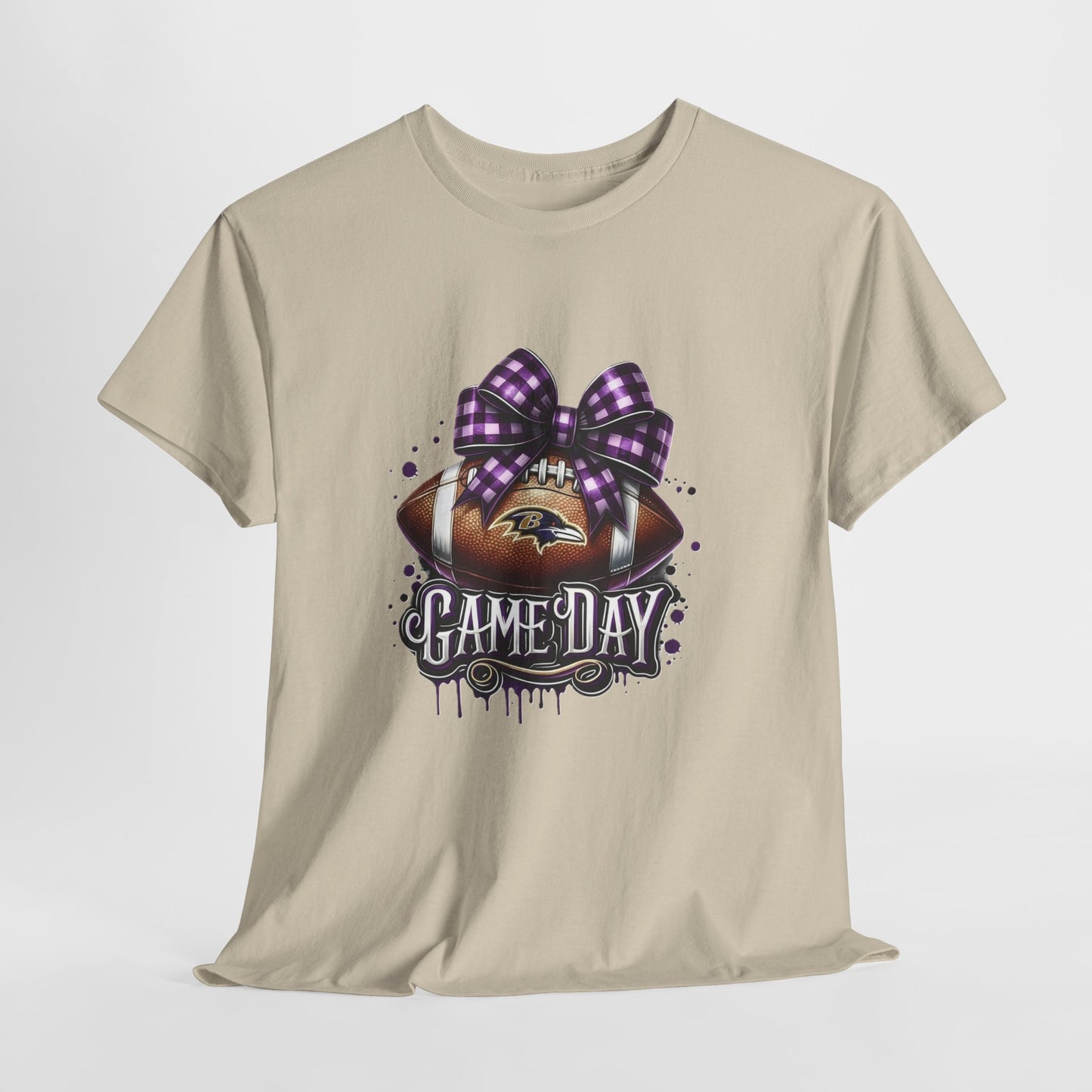 Game Day Football Tee — Purple Bow Baltimore Fan Shirt
