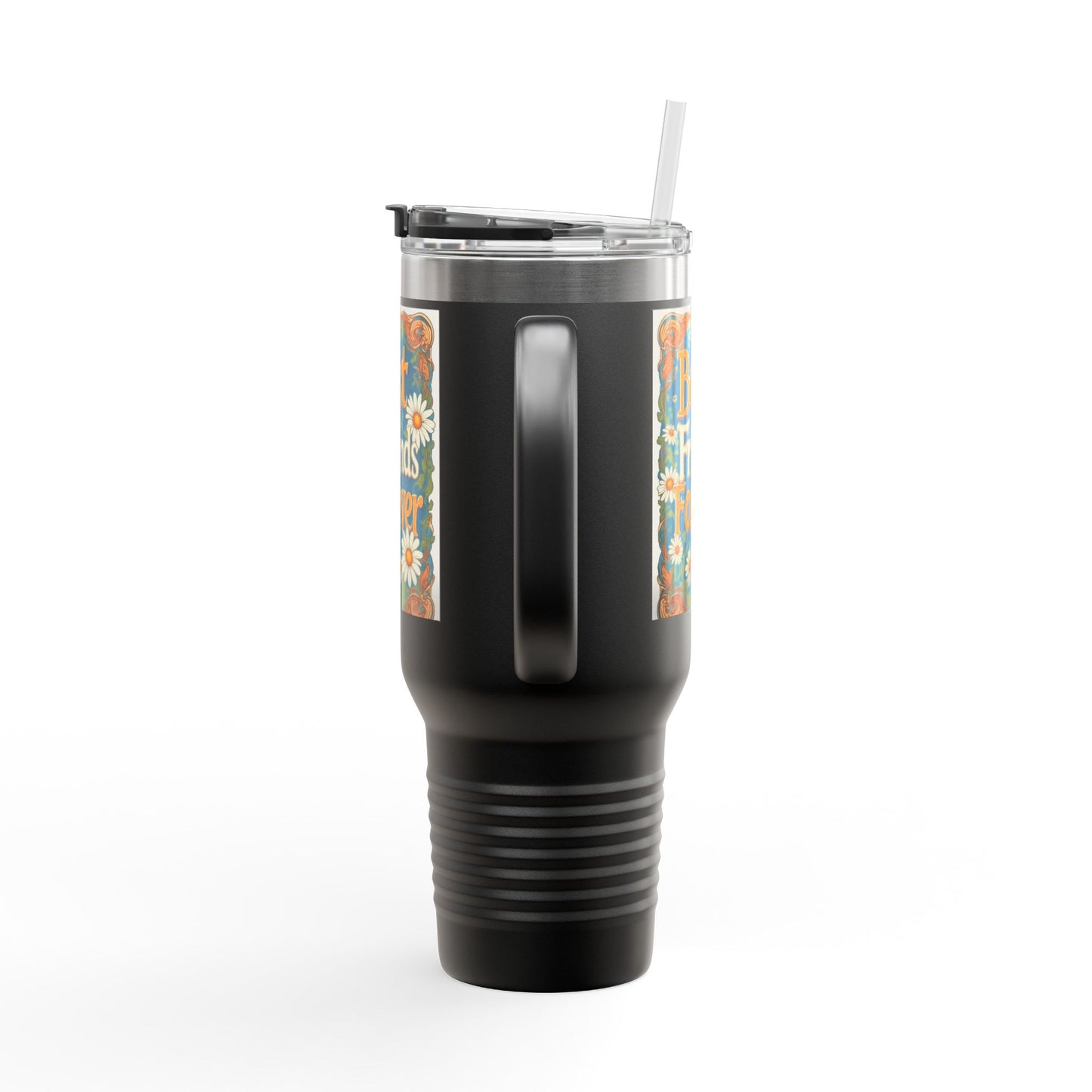 Best Friends Forever 40oz Insulated Travel Mug — Daisy Floral Friendship Tumbler