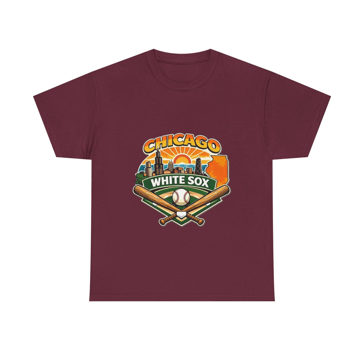 Chicago White Sox Baseball Tee — Vintage City Skyline Design
