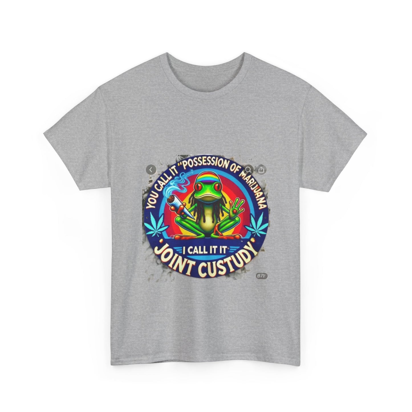 Joint Custody Frog T-Shirt — Funny Cannabis Graphic Tee (“You Call It Possession I Call It Joint Custody”)