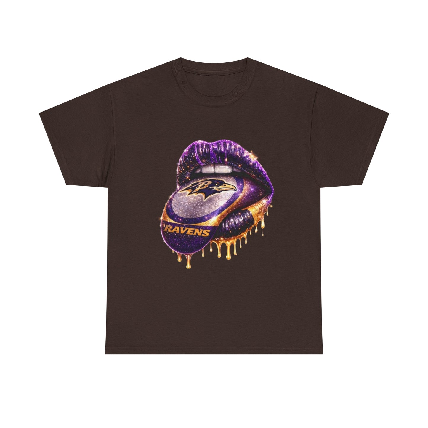 Ravens Drip Lip Graphic Tee - Purple & Gold Football Design