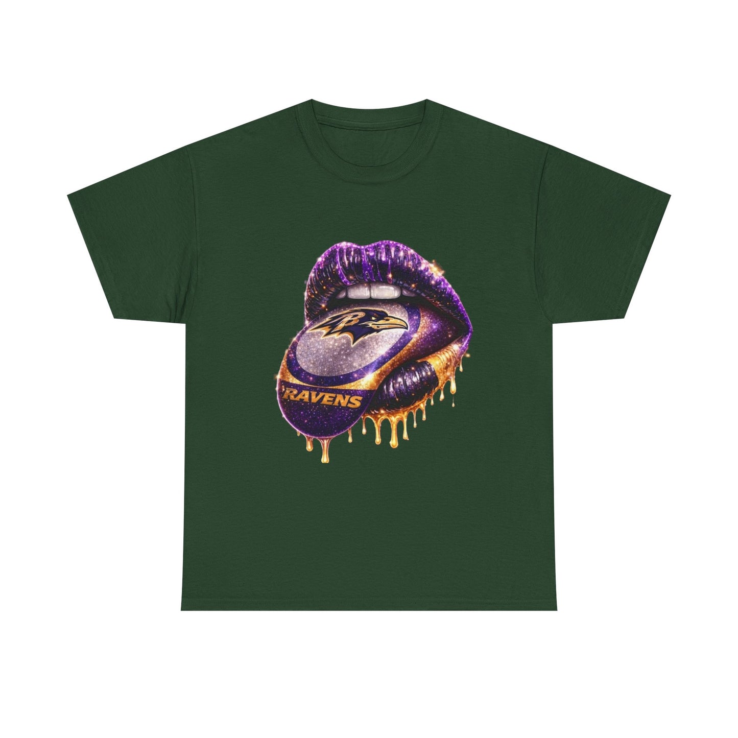 Ravens Drip Lip Graphic Tee - Purple & Gold Football Design