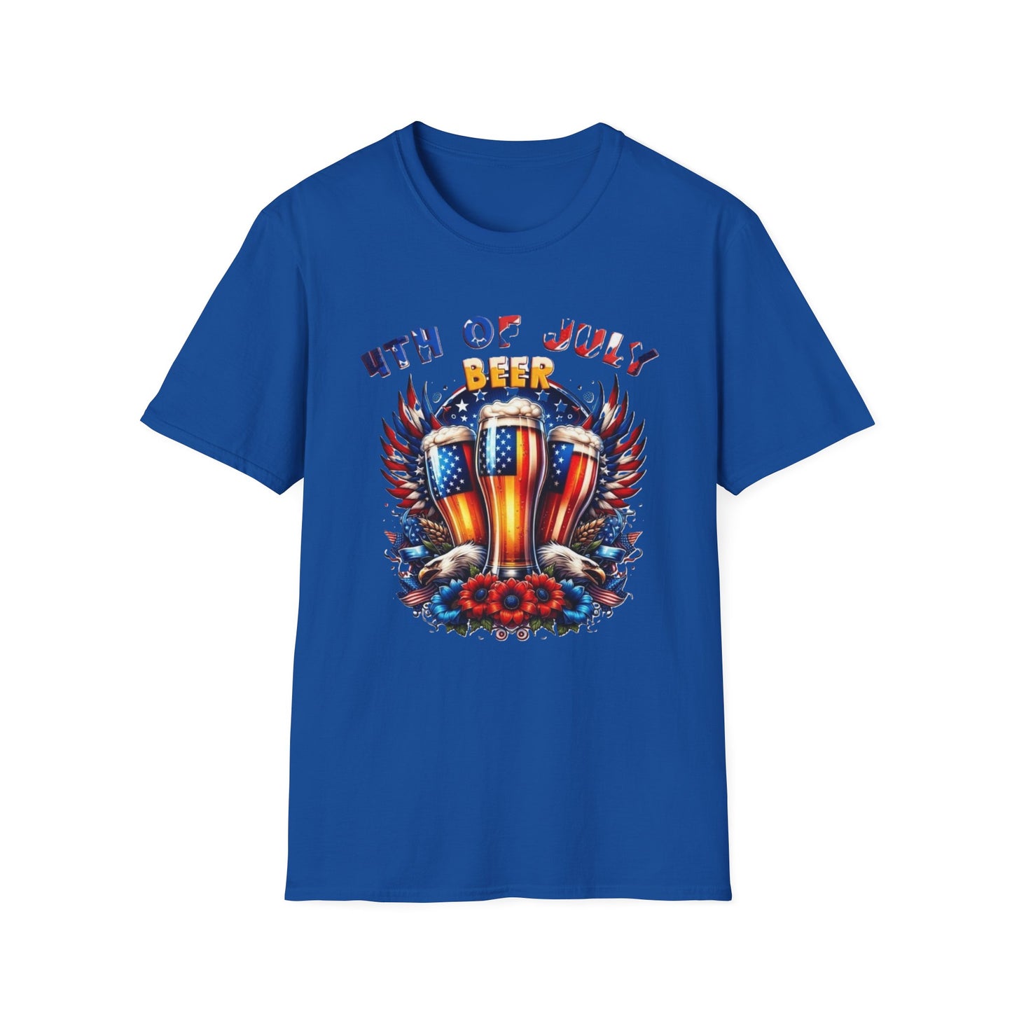 4th of July Beer T-Shirt — Patriotic American Flag Beer Graphic Tee