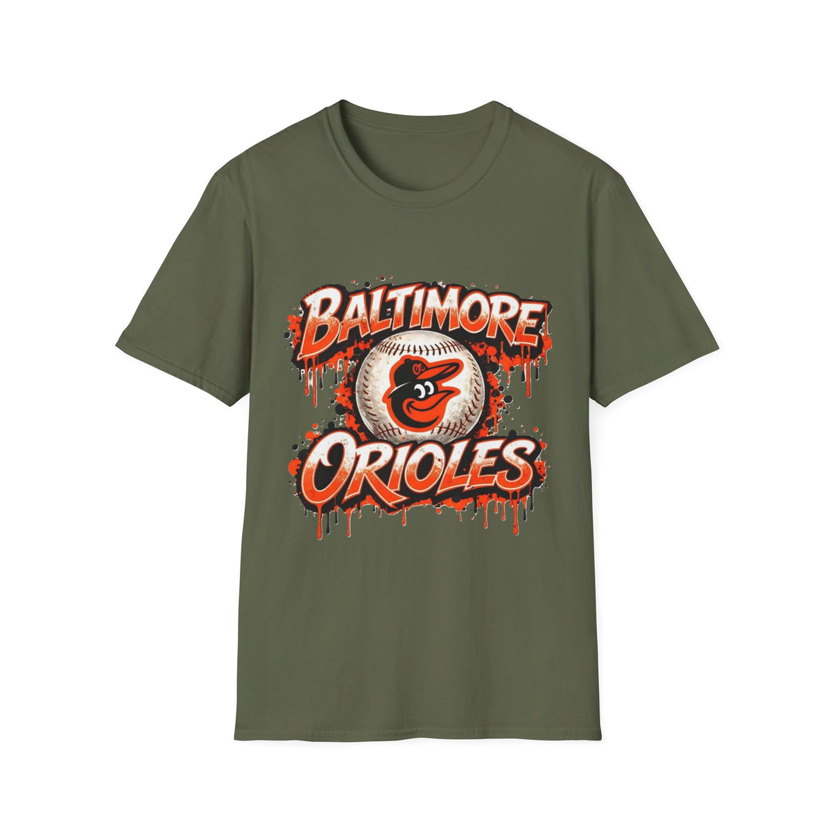 Baltimore Orioles Drip Baseball T-Shirt — Retro Team Logo Tee