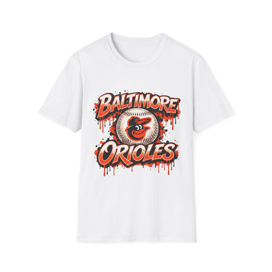 Baltimore Orioles Drip Baseball T-Shirt — Retro Team Logo Tee