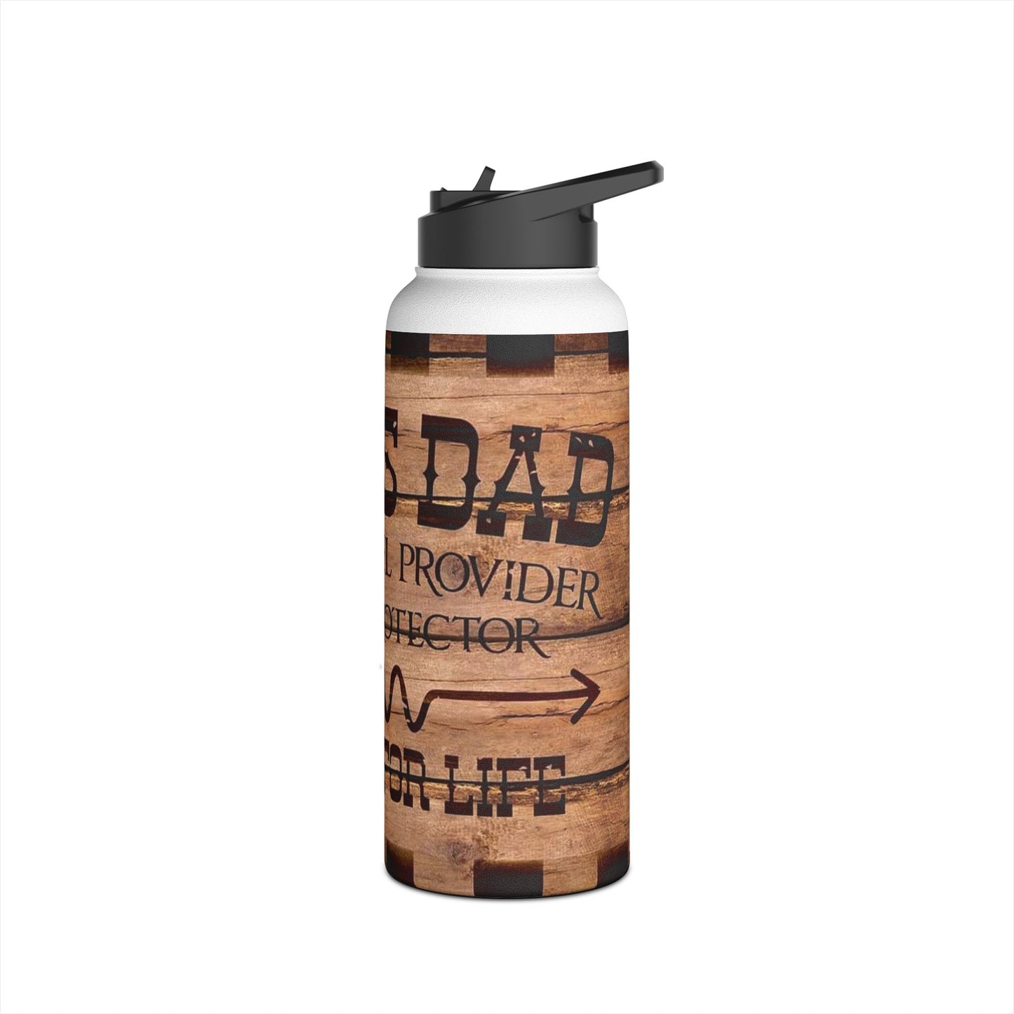 Rustic Veteran Dad Stainless Steel Water Bottle — 'Bonus Dad' Military Tribute
