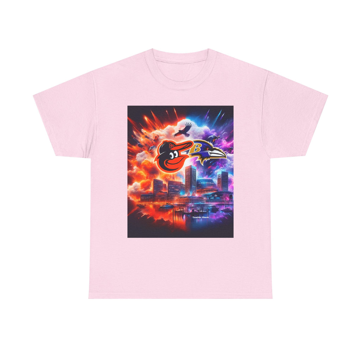 Baltimore Orioles vs Ravens Cityscape Tee — Neon Sports Mashup T-Shirt