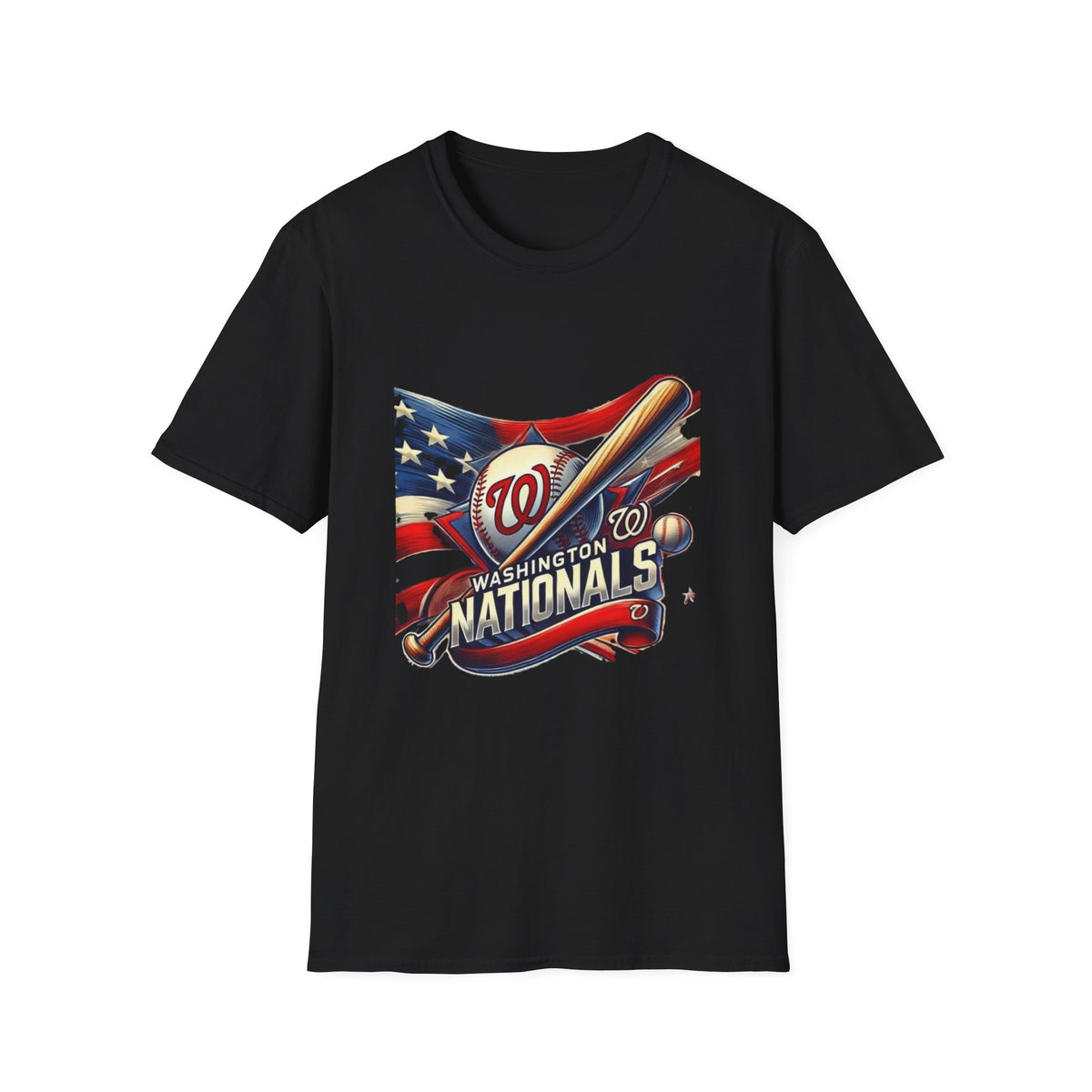 Washington Nationals Baseball T-Shirt — Patriotic Bat & Flag Logo Tee