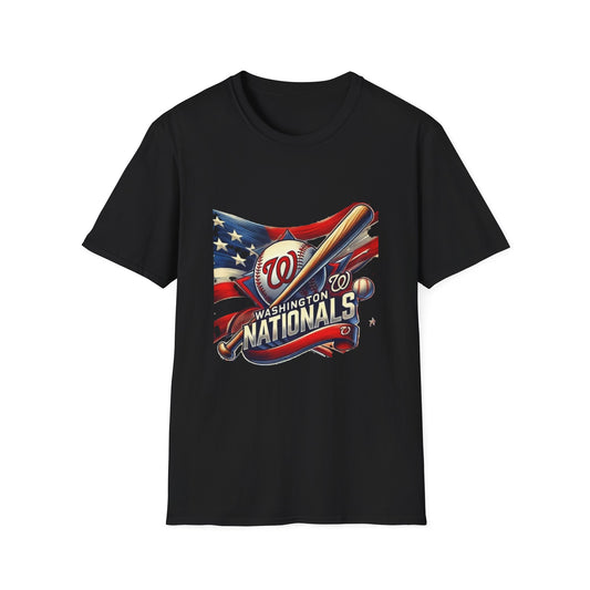 Washington Nationals Baseball T-Shirt — Patriotic Bat & Flag Logo Tee