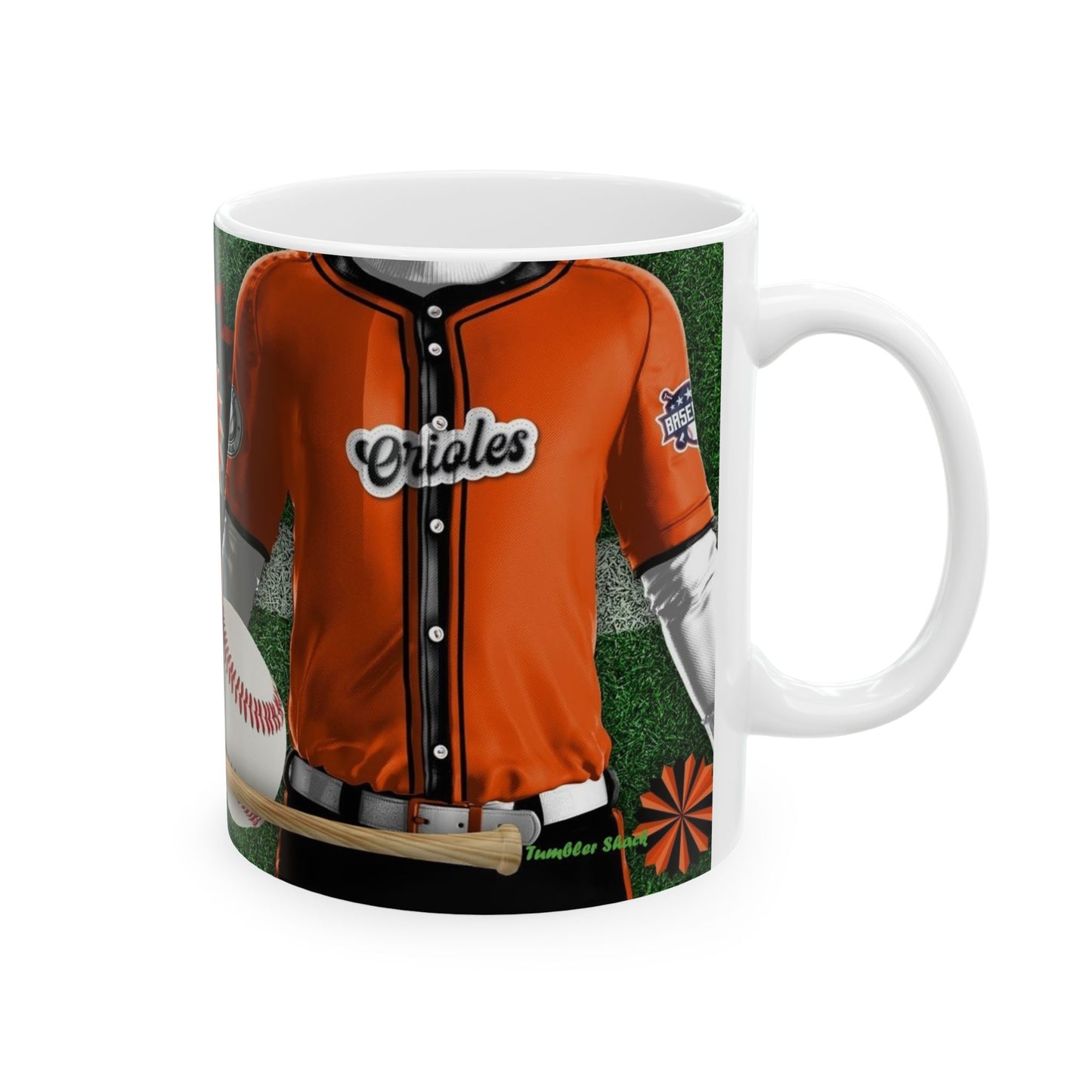 Baseball Fan Ceramic Mug — Team Orange Jersey & Ball Design (11oz/15oz)