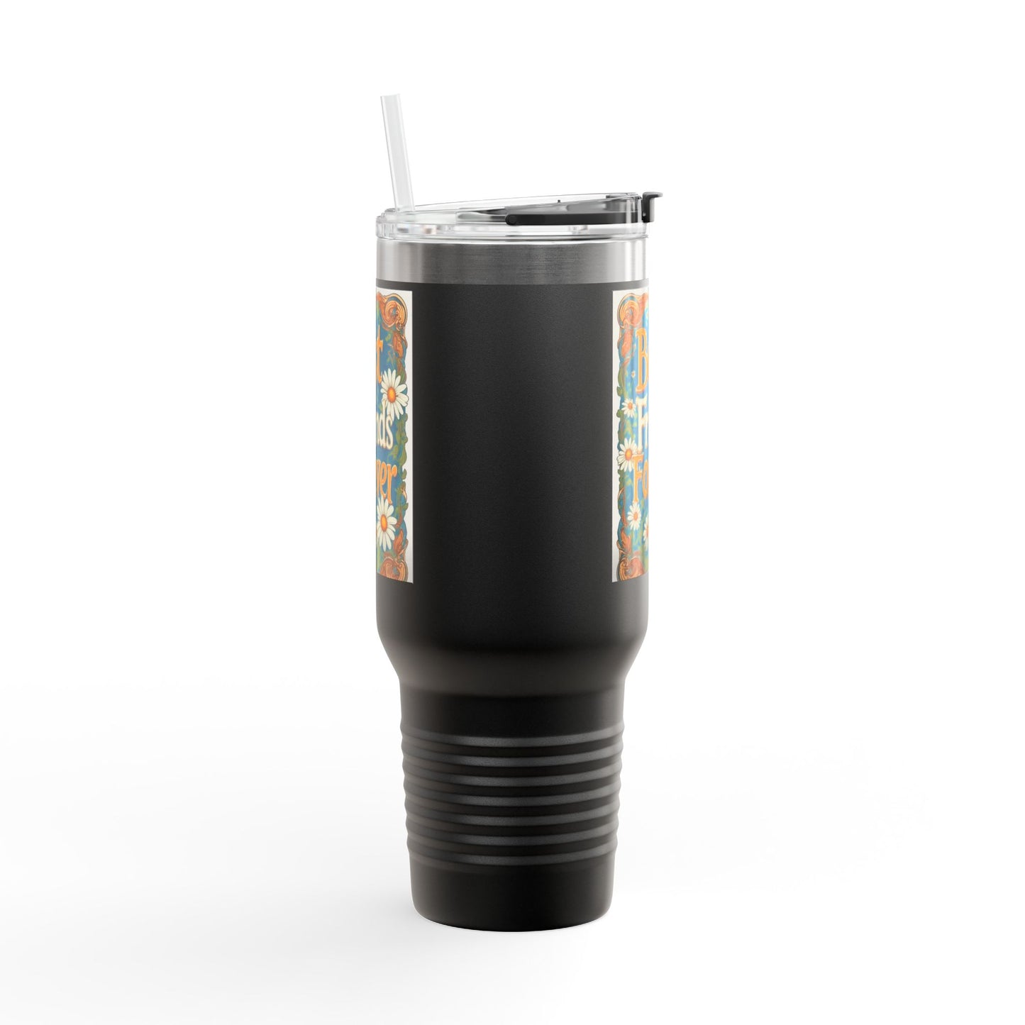 Best Friends Forever 40oz Insulated Travel Mug — Daisy Floral Friendship Tumbler