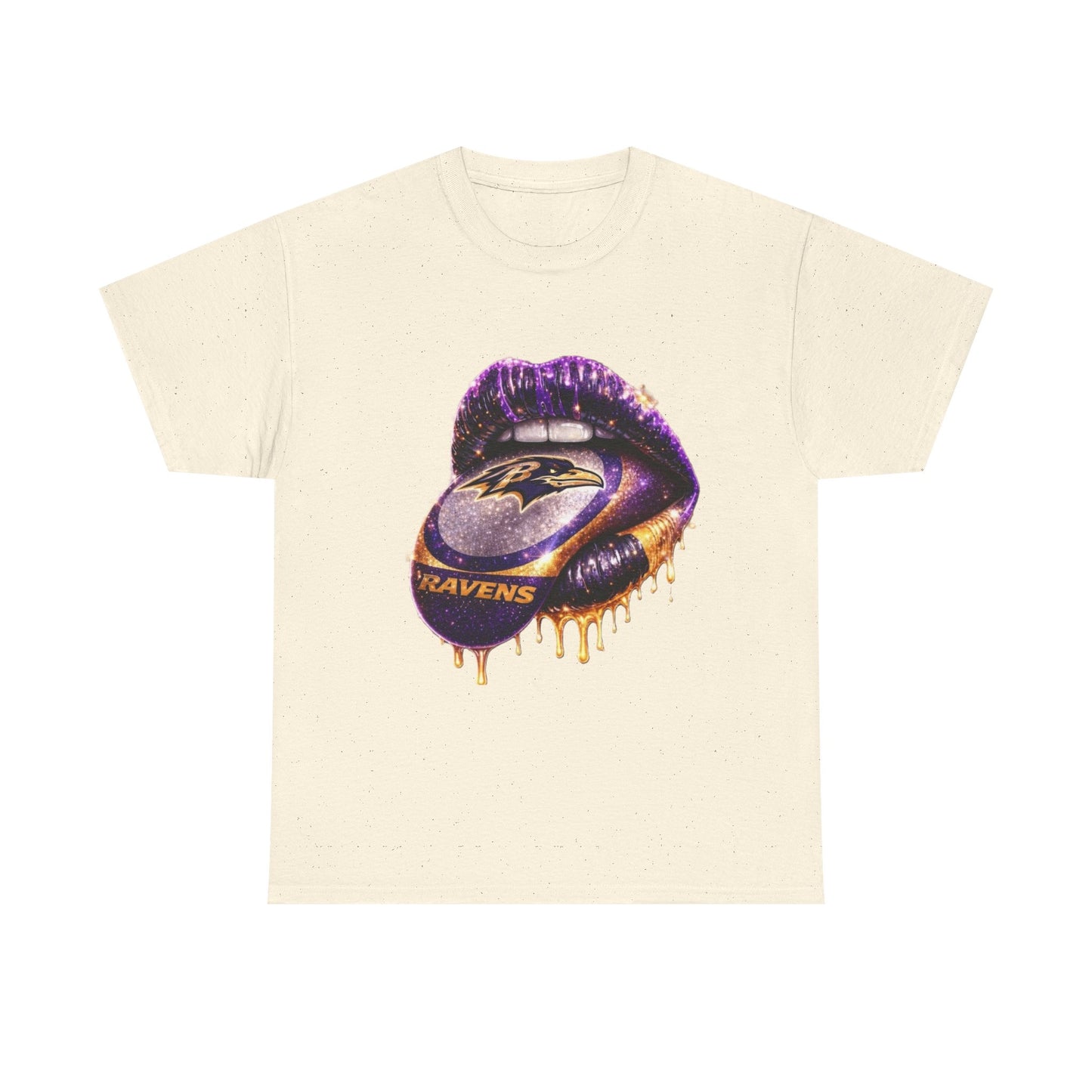 Ravens Drip Lip Graphic Tee - Purple & Gold Football Design