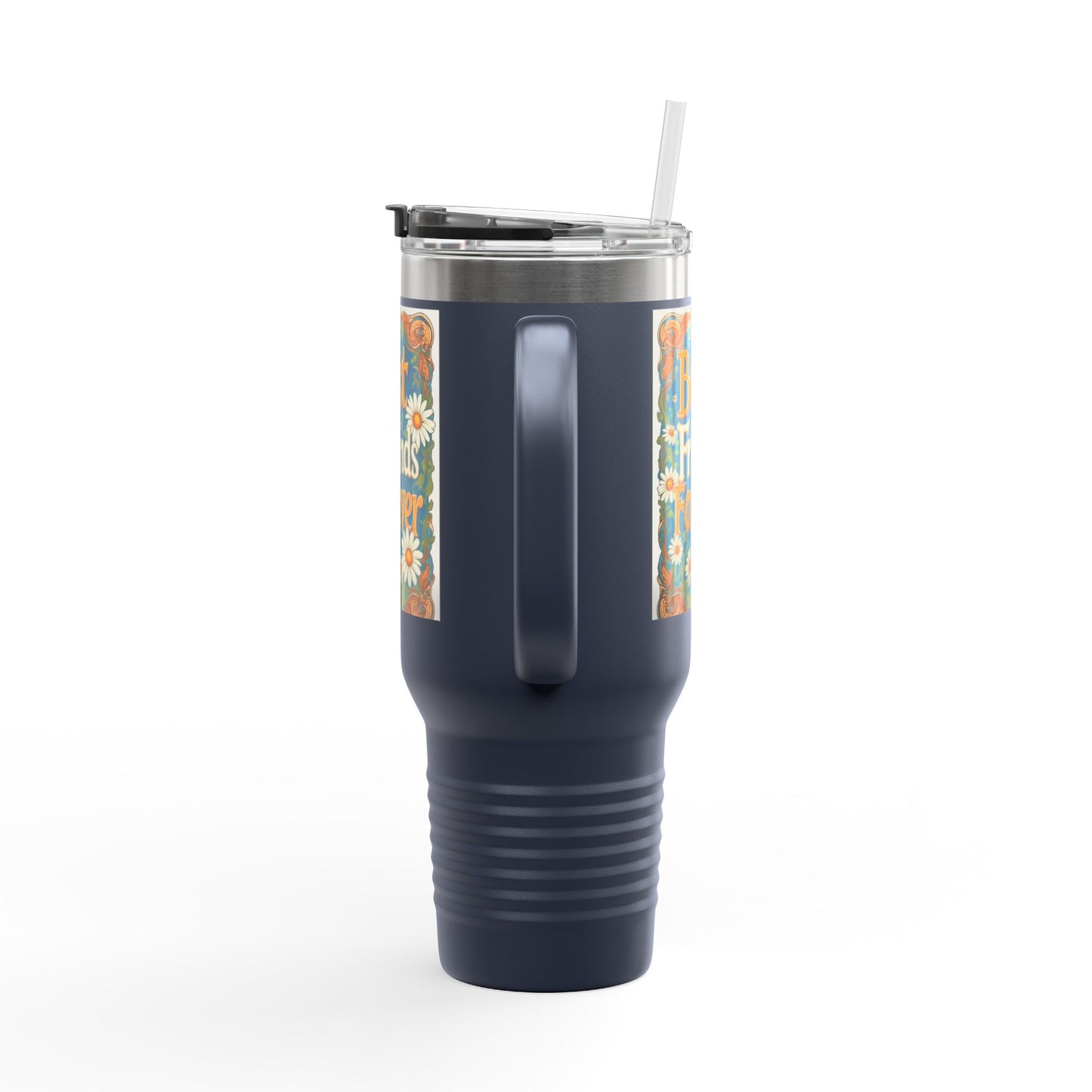 Best Friends Forever 40oz Insulated Travel Mug — Daisy Floral Friendship Tumbler