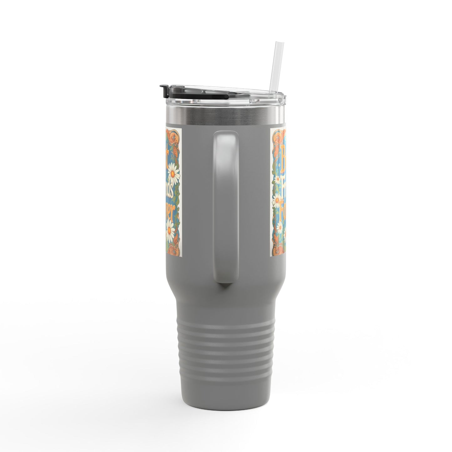 Best Friends Forever 40oz Insulated Travel Mug — Daisy Floral Friendship Tumbler