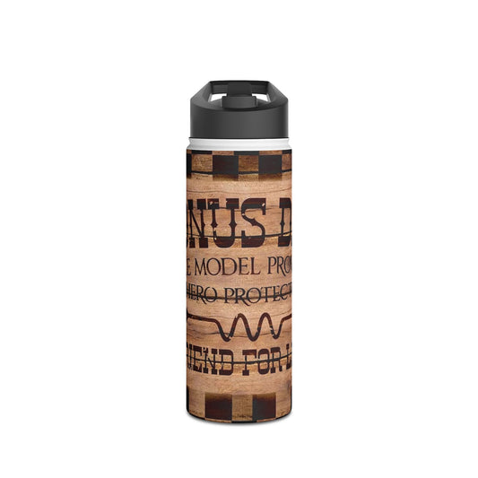 Rustic Veteran Dad Stainless Steel Water Bottle — 'Bonus Dad' Military Tribute