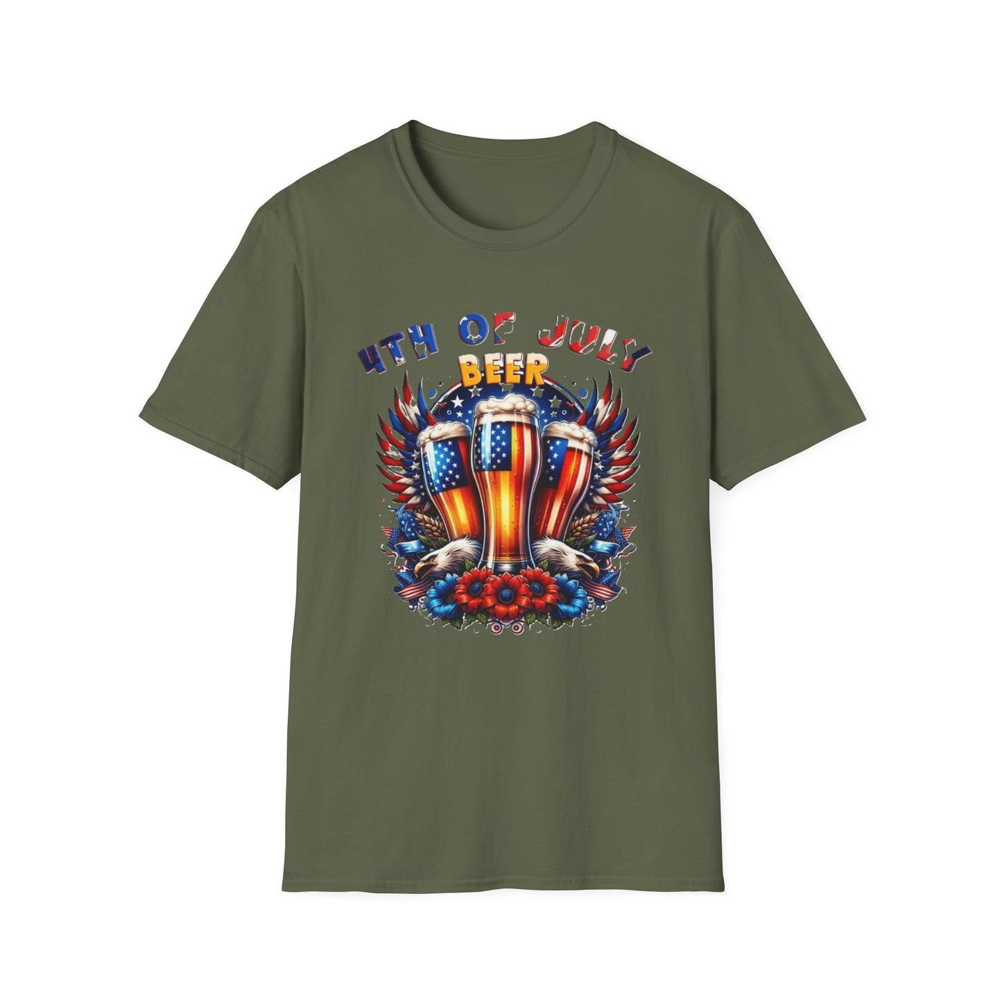 4th of July Beer T-Shirt — Patriotic American Flag Beer Graphic Tee