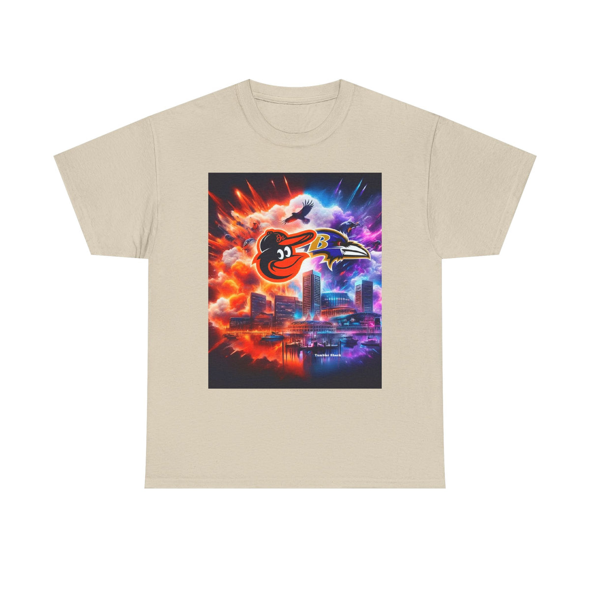 Baltimore Orioles vs Ravens Cityscape Tee — Neon Sports Mashup T-Shirt