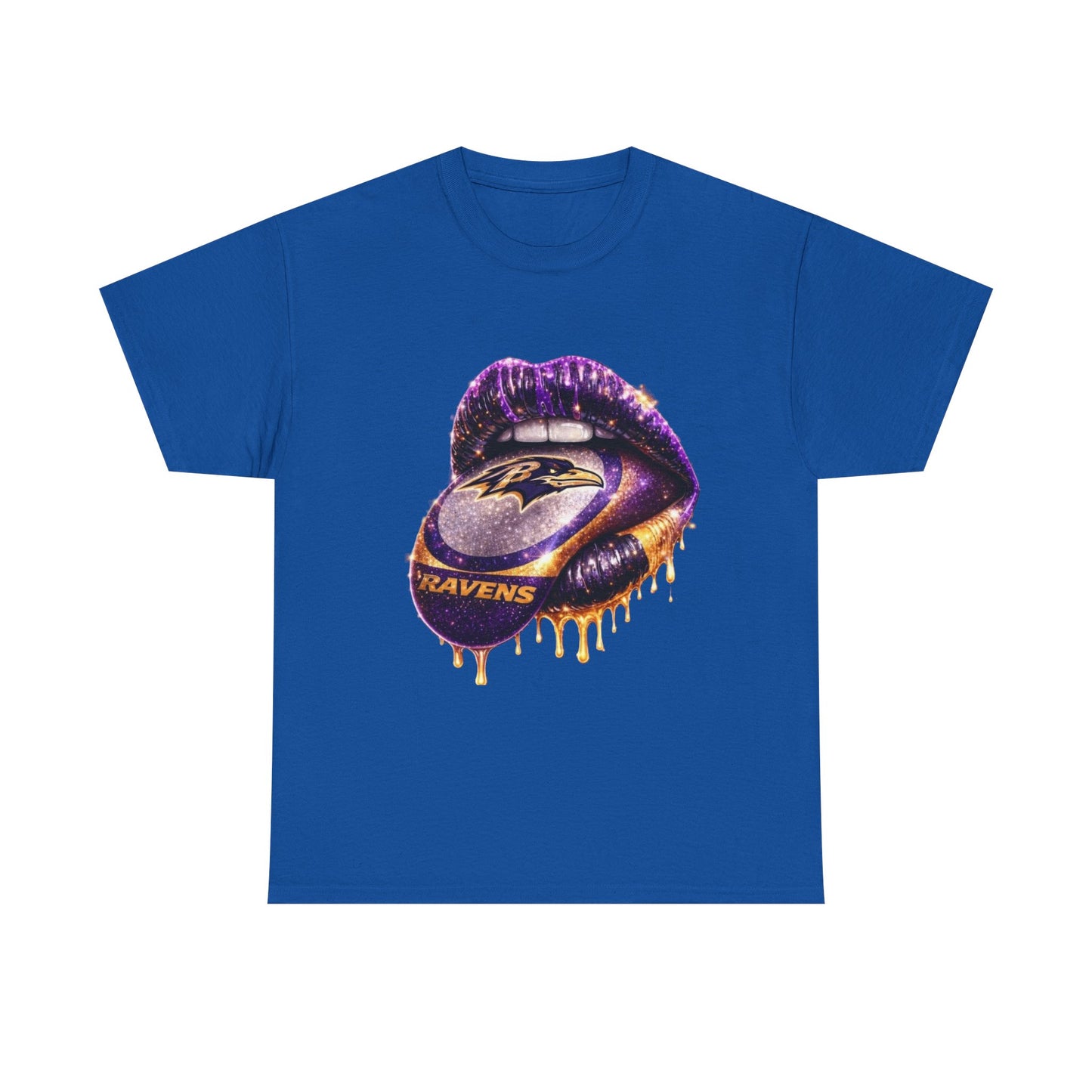 Ravens Drip Lip Graphic Tee - Purple & Gold Football Design