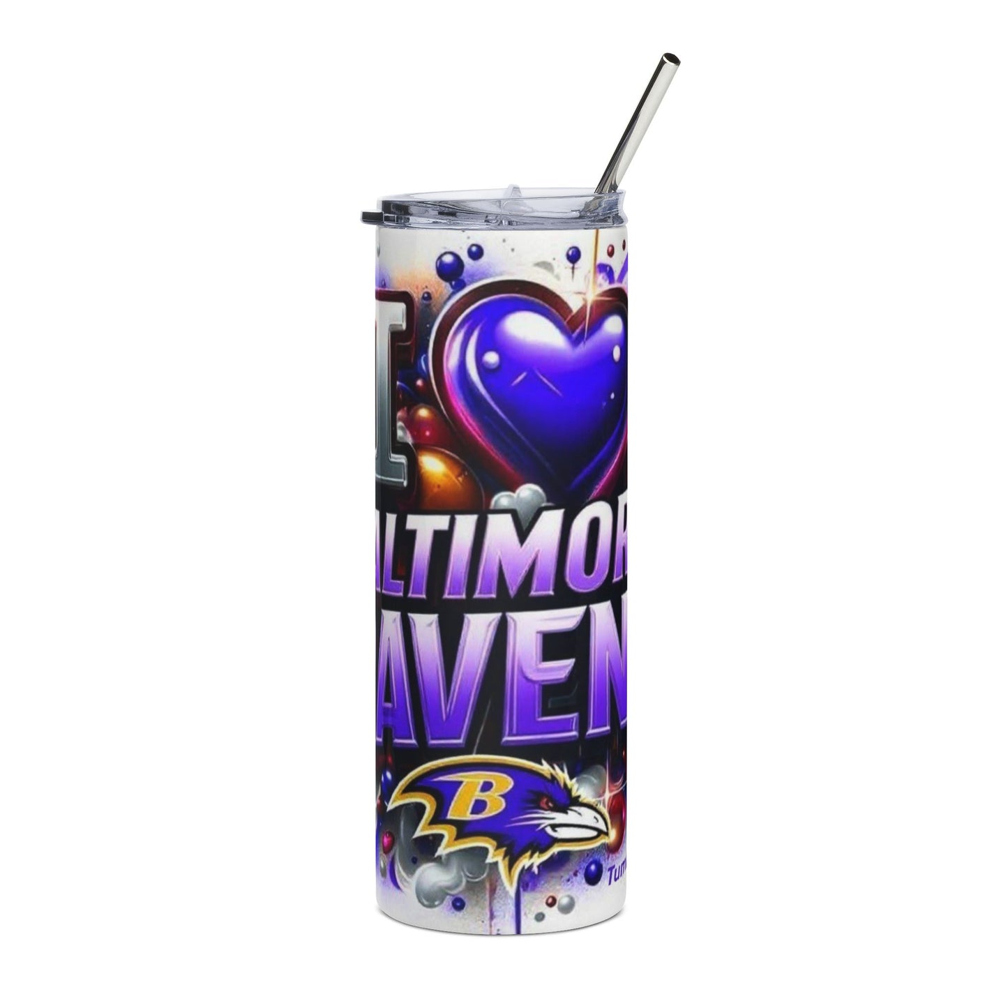 I Love Baltimore Ravens 20oz Stainless Tumbler — NFL Team Travel Cup