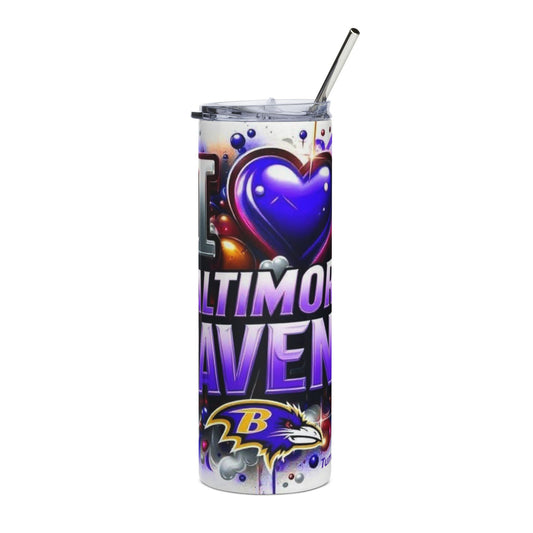 I Love Baltimore Ravens 20oz Stainless Tumbler — NFL Team Travel Cup