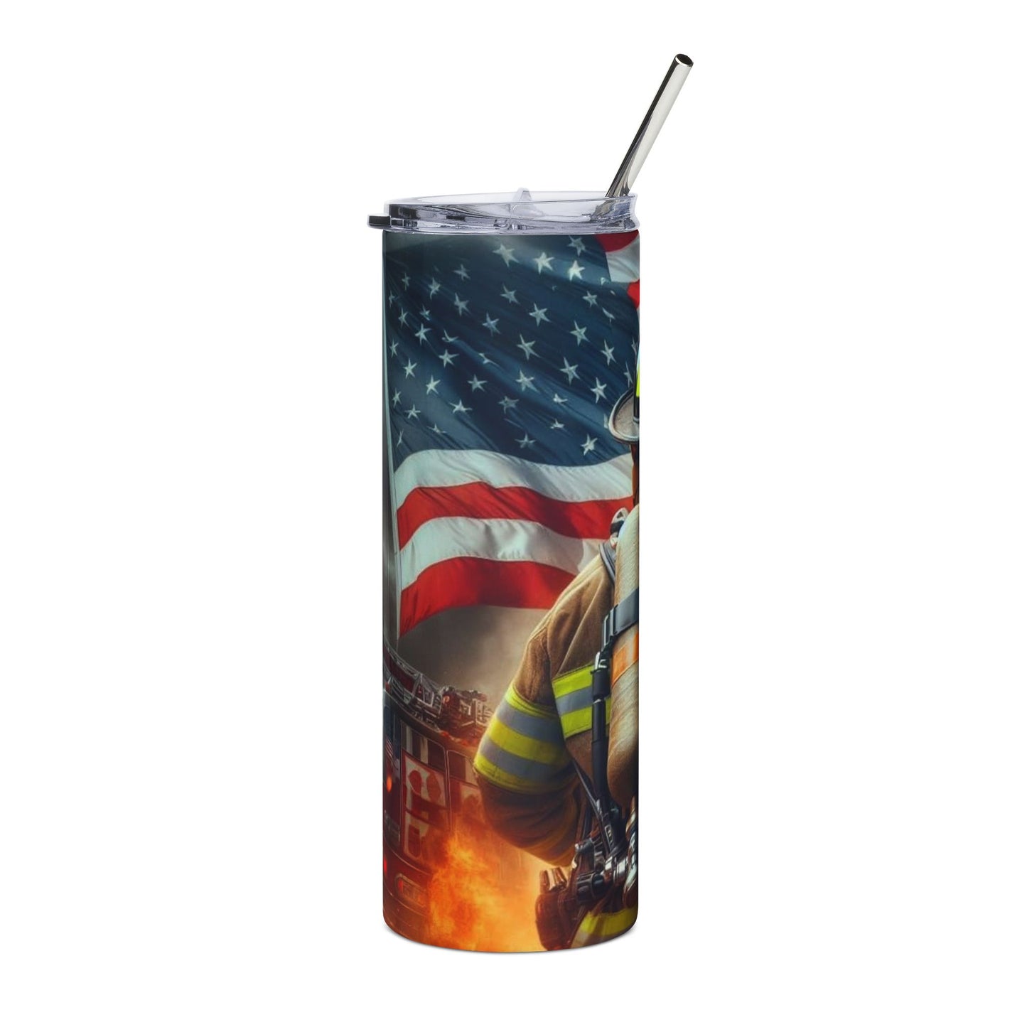 Firefighter Stainless Steel Tumbler 20oz – American Flag Tribute