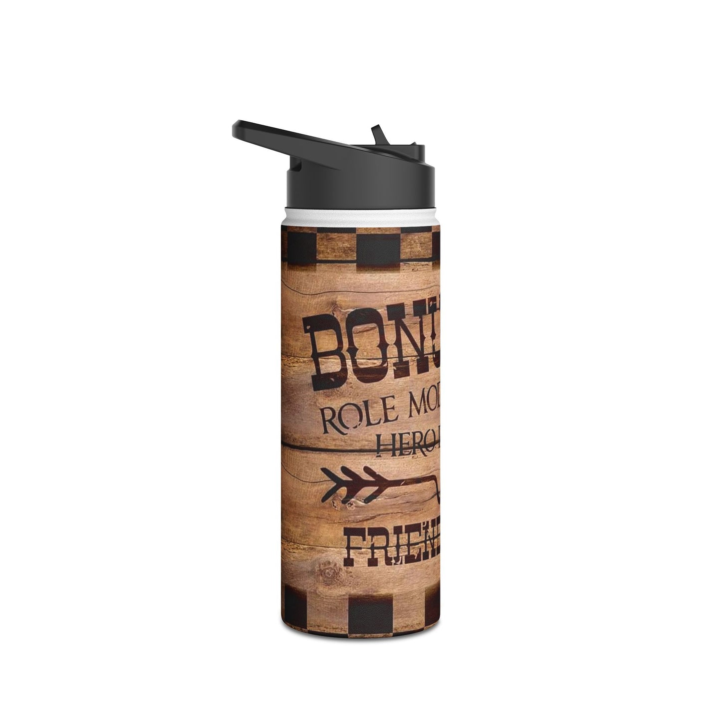 Rustic Veteran Dad Stainless Steel Water Bottle — 'Bonus Dad' Military Tribute