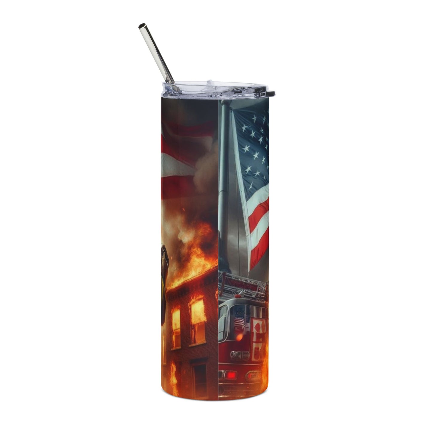 Firefighter Stainless Steel Tumbler 20oz – American Flag Tribute