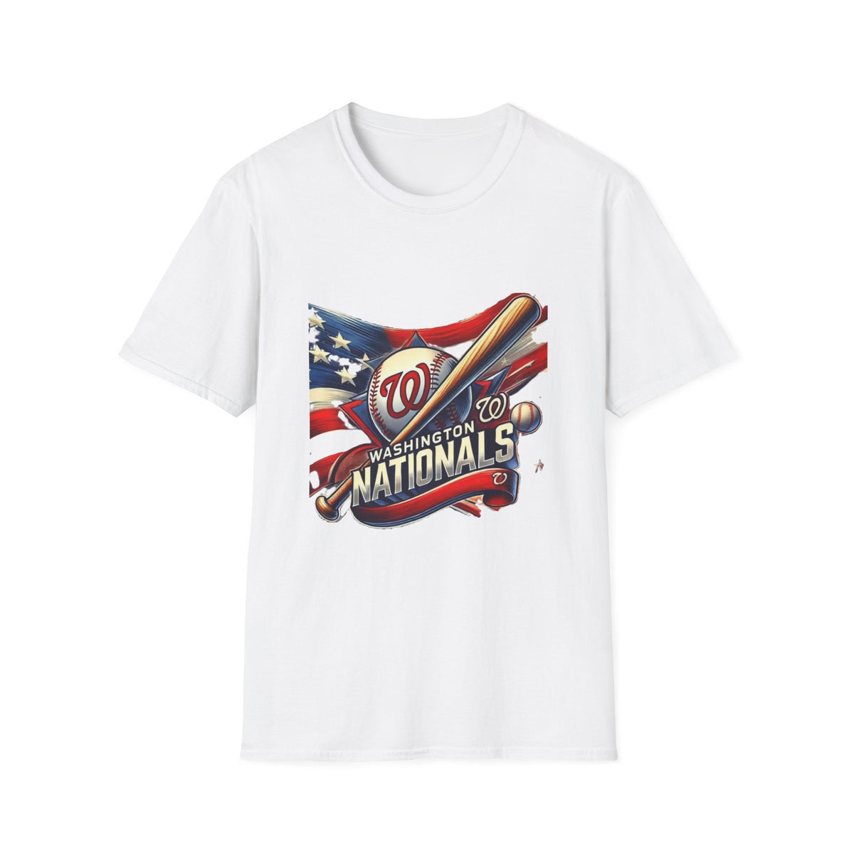 Washington Nationals Baseball T-Shirt — Patriotic Bat & Flag Logo Tee