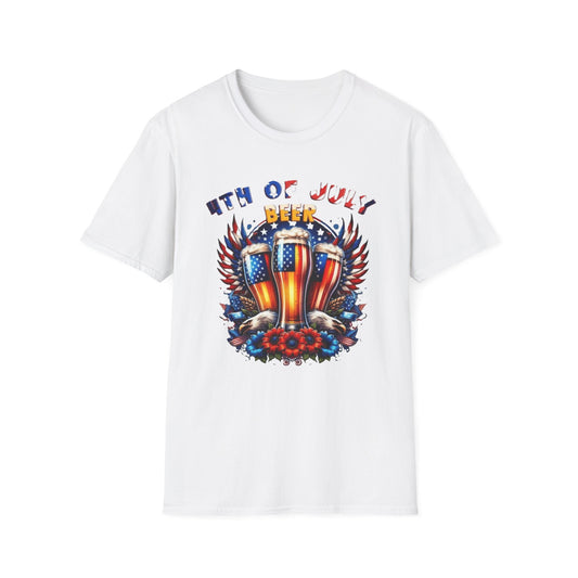 4th of July Beer T-Shirt — Patriotic American Flag Beer Graphic Tee